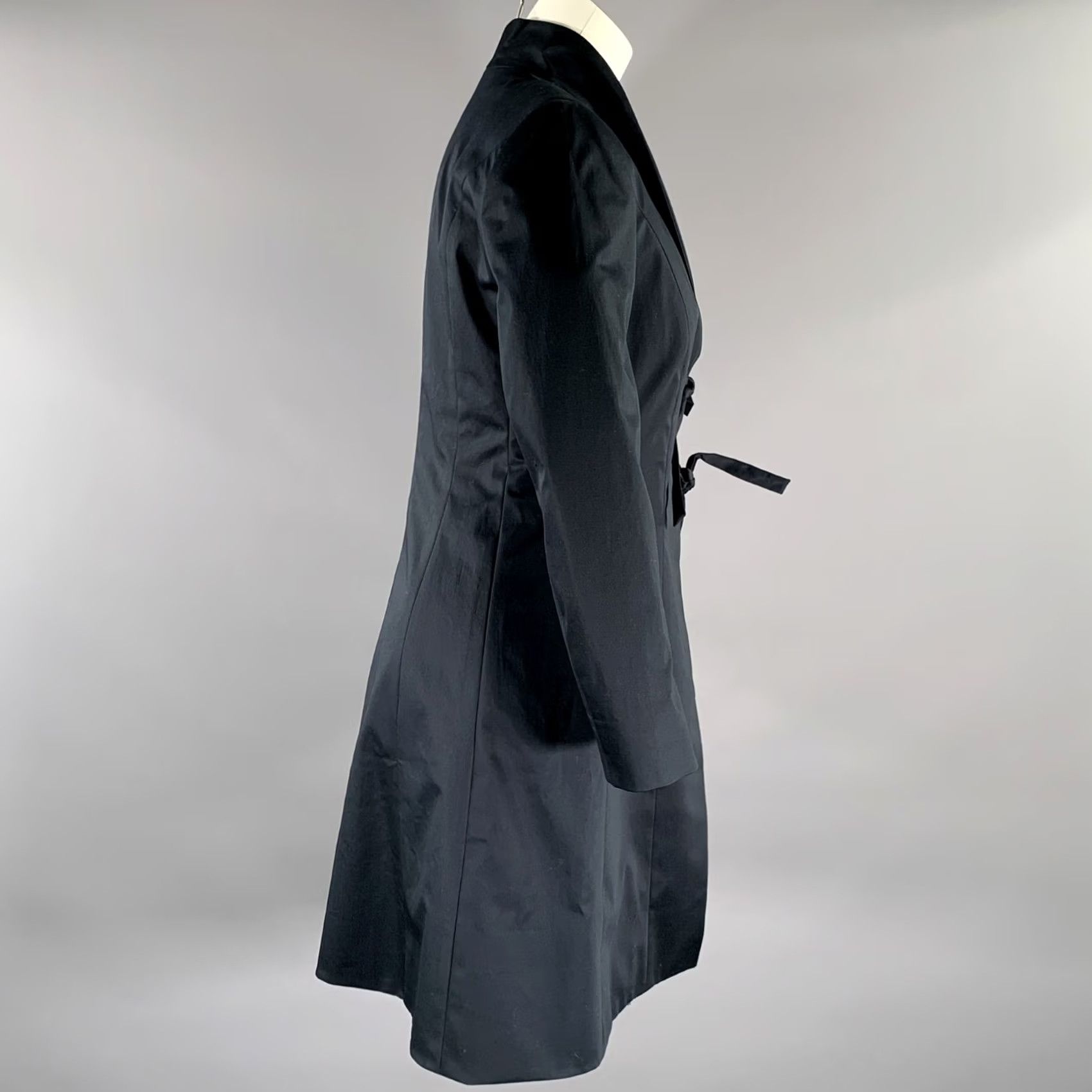 Vintage PAUW Kimono Jacket Navy XS Solid Cotton Blend Women Size XS / US 0-2 / IT 36-38 - 2 Thumbnail