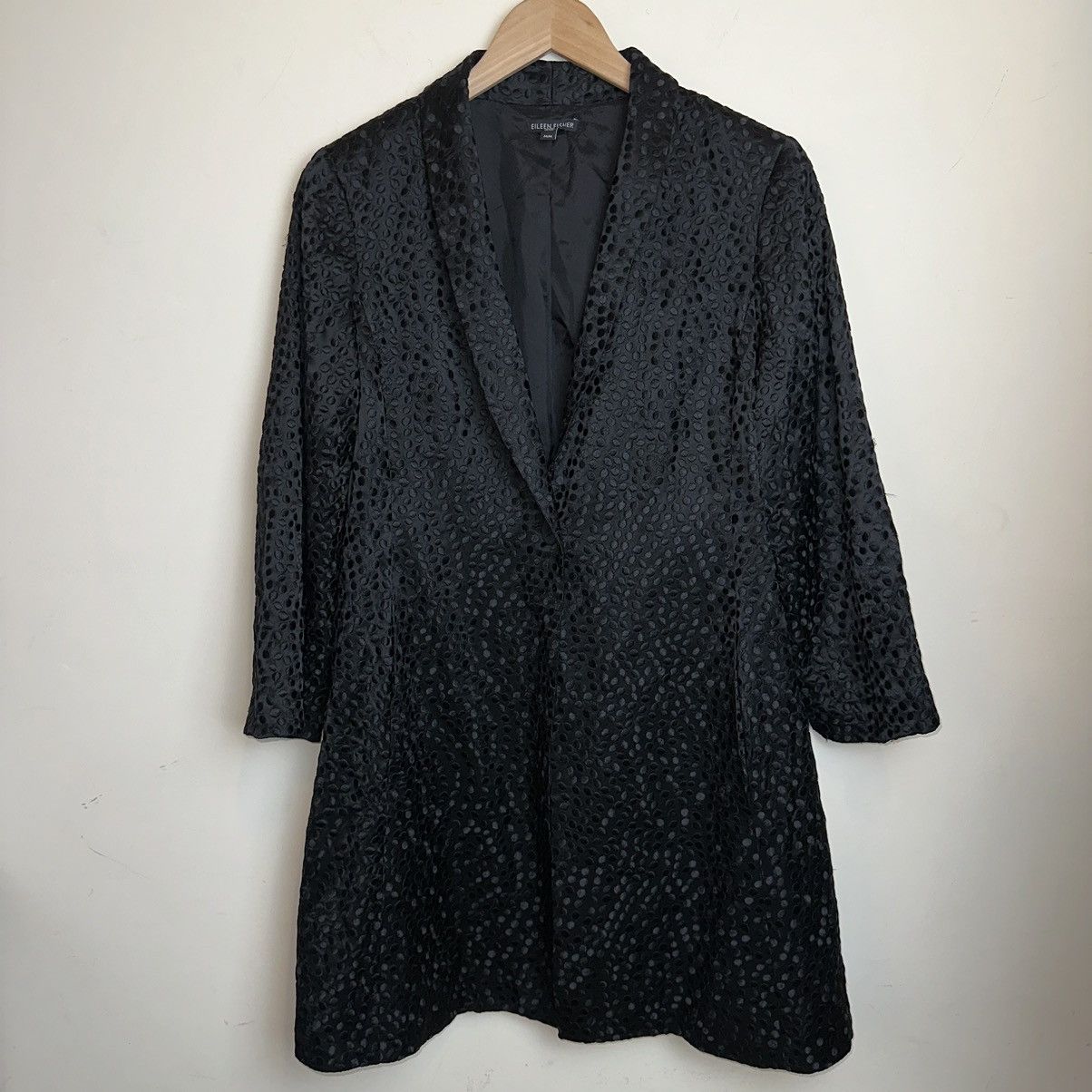 Eileen Fisher Eileen Fisher Silk Jacket Womens Med Black Polka Dot Long Size M / US 6-8 / IT 42-44 - 1 Thumbnail