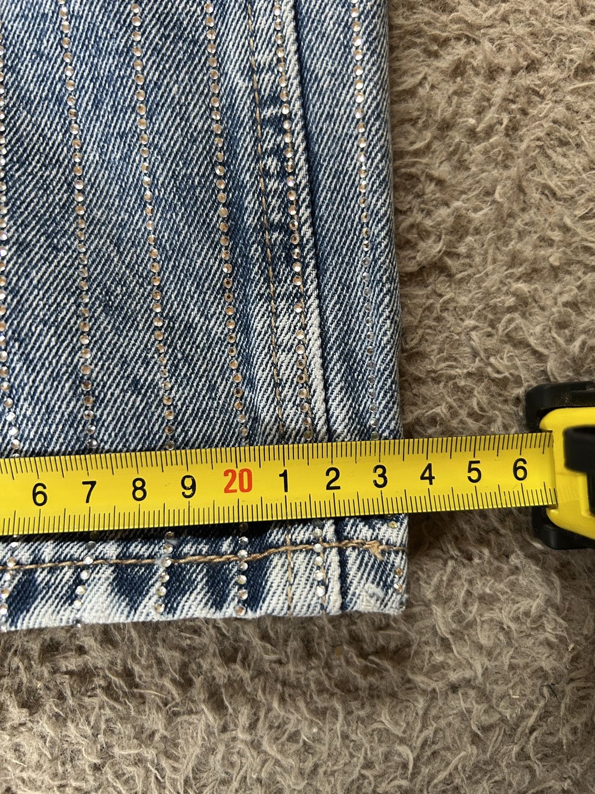 Other ✨ UNISEX AMISU – Crystal Rhinestone Pinstripe Wide Leg Jeans Size 34" / US 12 / IT 48 - 6 Thumbnail