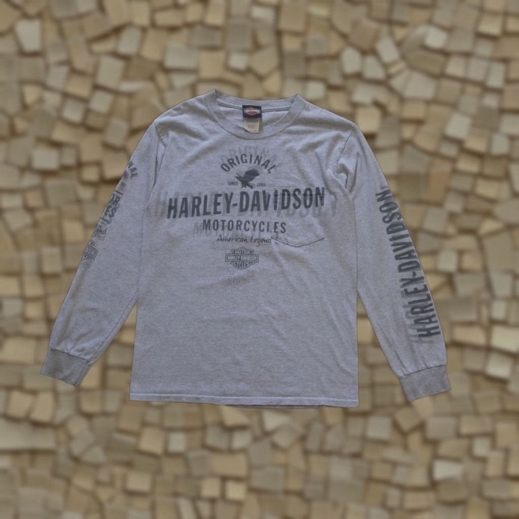 Harley Davidson Harley-Davidson H-D Motorcycle Y2K Eagle Long Sleeve Gray T Shirt Mens SZ S Size US S / EU 44-46 / 1 - 1 Thumbnail