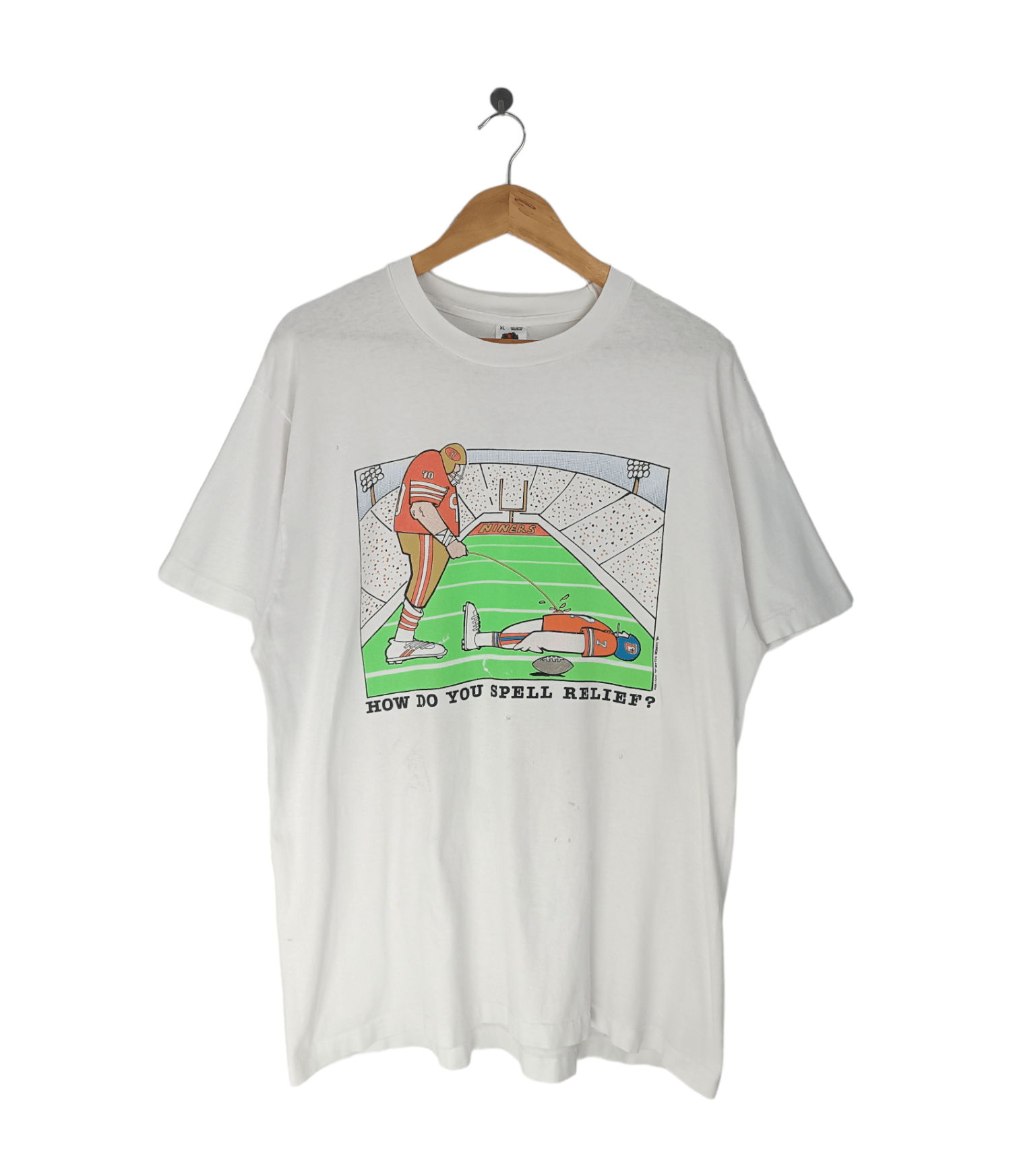 NFL THRASHED FADED VINTAGE 90'S NFL HOW YOU SPELL RELIEF FUNNY Size US XL / EU 56 / 4 - 1 Thumbnail