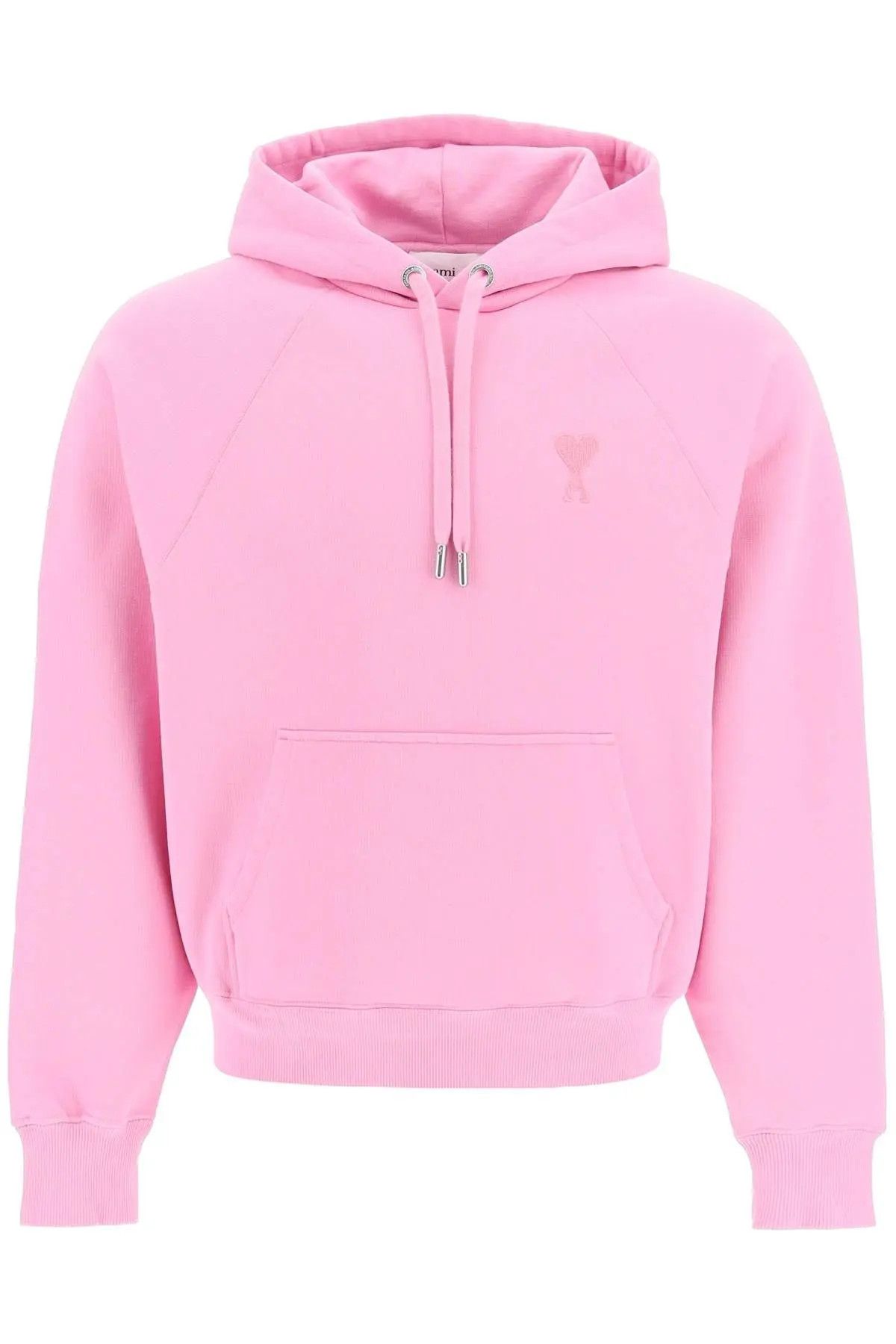 image of Ami O1S22I1N0224 Logo Embroidery Detail Paris Hoodie In Pink, Men's (Size XL)