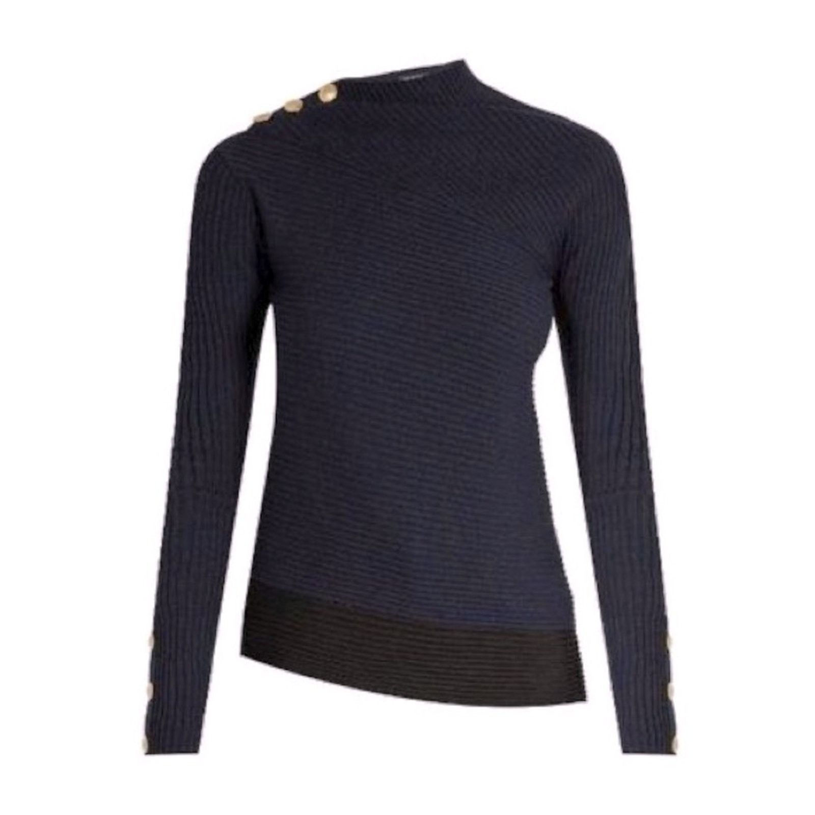 Rag & Bone RAG & BONE $398 Reanna Blue Black Sweater NWOT XXS Size XXS / US 00 / IT 34 - 6 Thumbnail