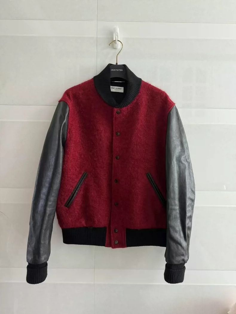 Saint Laurent Paris Saint Laurent Red Baseball Jacket for