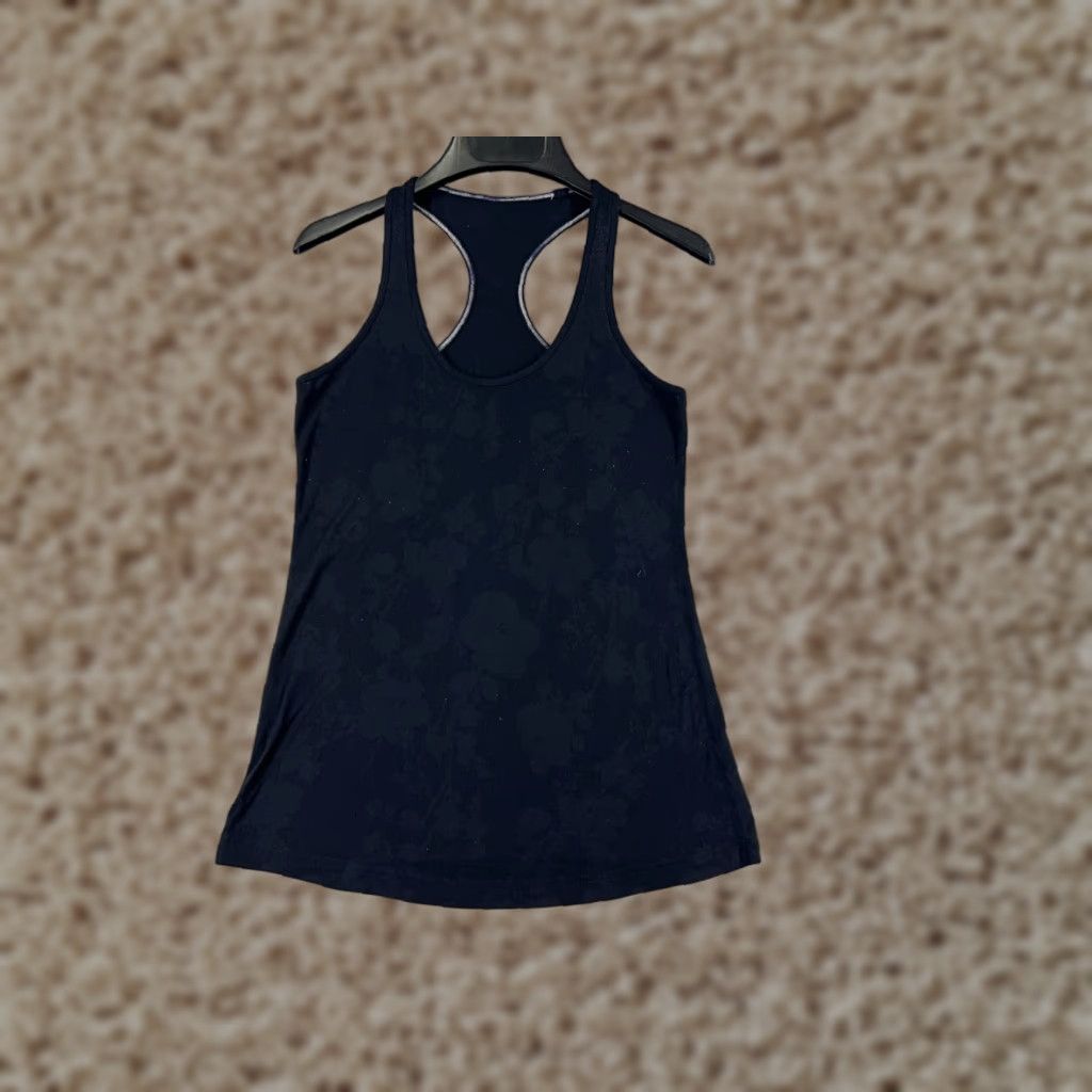 Lululemon Shirt Women 4 Black Camo Floral Rose Racerback Tank Top Run Nulu Shirt Women Brand Lululemon 4 Black Rose Floral Racerback Tank Top Nulu