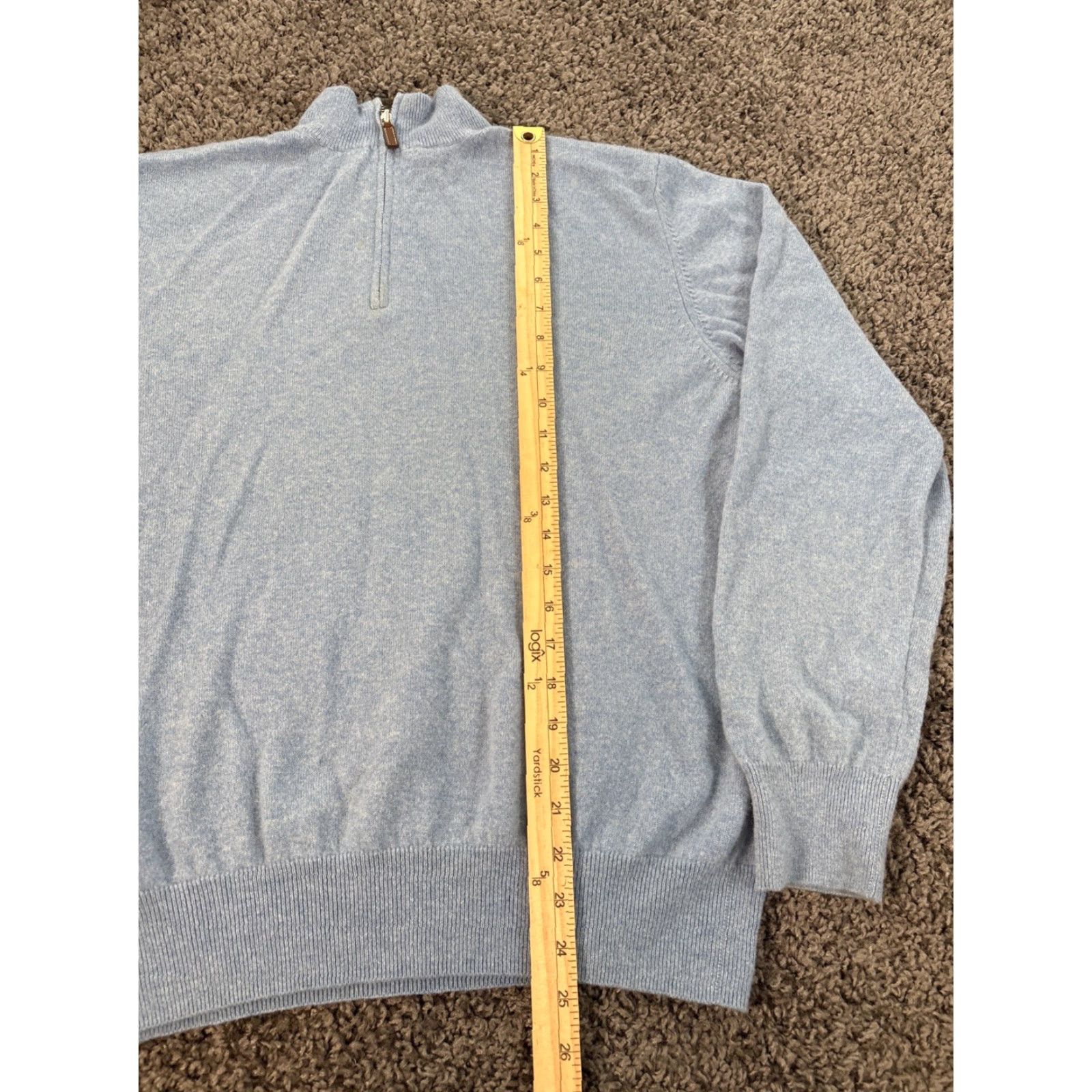 Vintage Alan Paine Sweater Mens Large Blue Cashmere Knit Pullover 1/4 Zip Mock Neck Long Sleeve Regular Size L Size US L / EU 52-54 / 3 - 2 Thumbnail