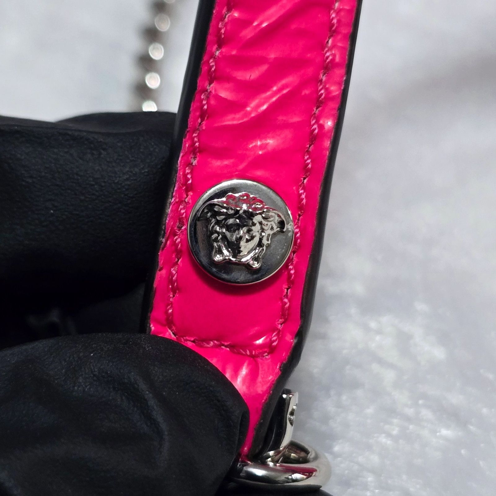 Versace Versace Virtus Quilted Matelassé Leather Crossbody Bag Pink Size ONE SIZE - 7 Thumbnail