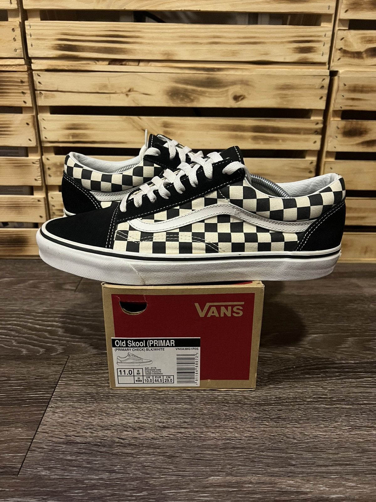 Vans Vans Old Skool Black Checkered Print Sneakers Size 11 Size US 11 / EU 44 - 1 Thumbnail