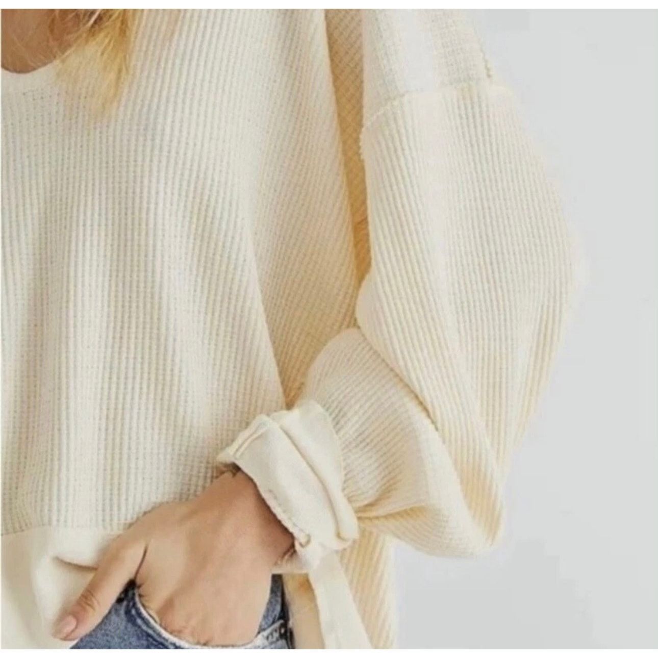 Free People Free People Santa Clara Waffle Knit Oversized Alabaster S Size S / US 4 / IT 40 - 8 Thumbnail