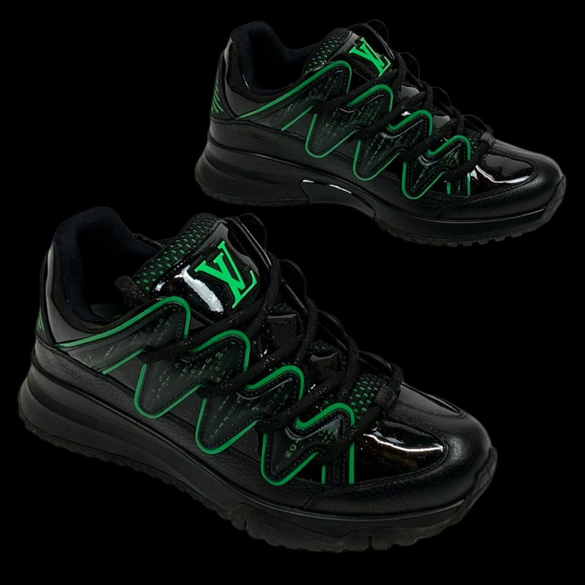 Image of Louis Vuitton Zig Zag Sneaker Trainer Osiris Matrix Virgil in Black/Green, Men's (Size 10)