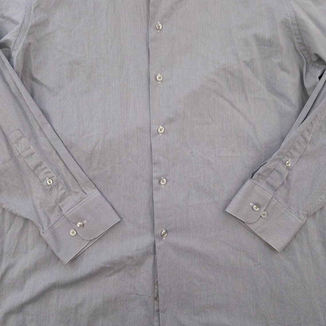 Calvin Klein Calvin Klein Shirt Mens 17 Gray Long Sleeve Button-Up Cotton Striped Shirt Mens Regular Gray Size US XL / EU 56 / 4 - 3 Thumbnail