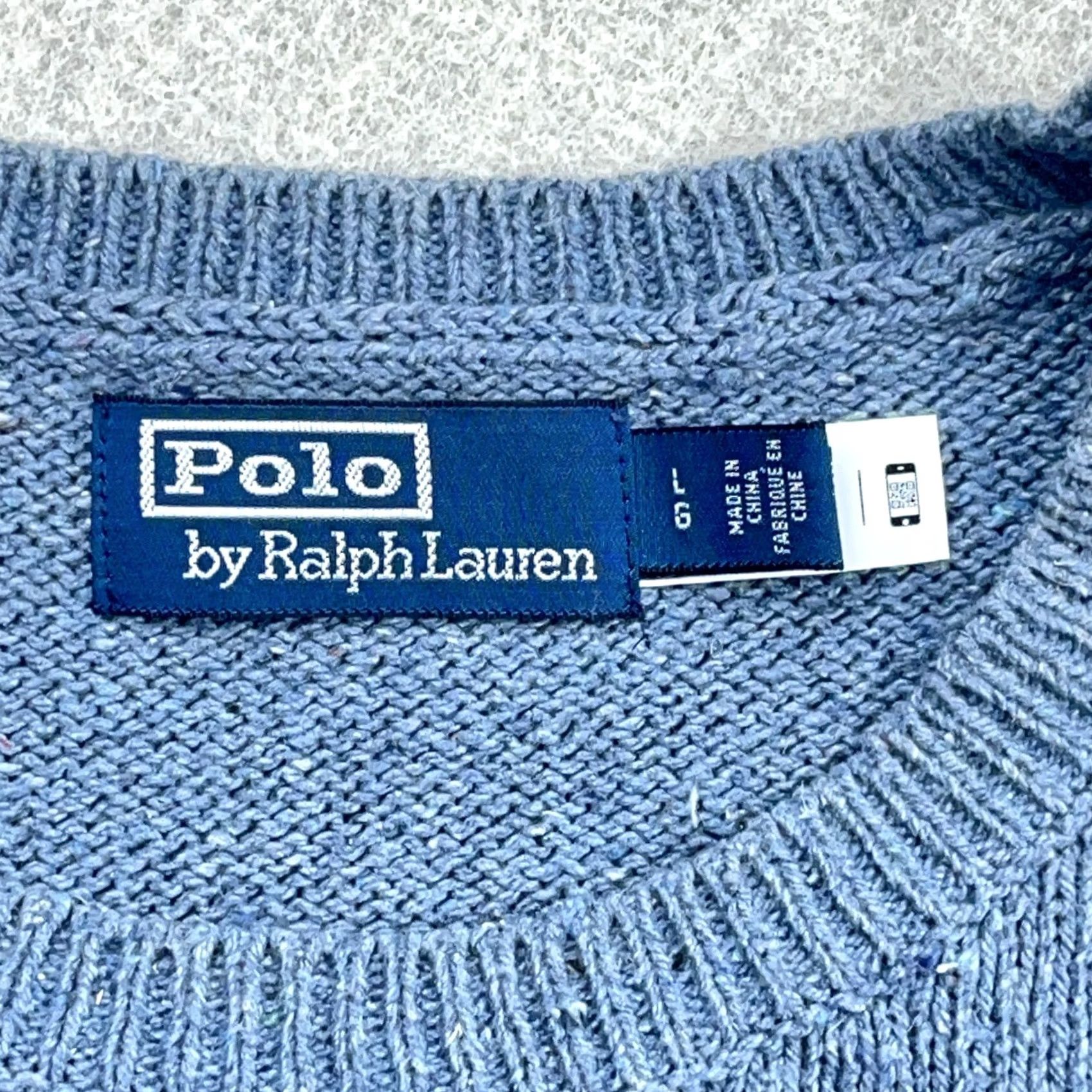 Polo Ralph Lauren VINTAGE Polo Ralph Lauren Sweater Men L Blue Heavy Knit CrewNeck Rib Pocket VTG Y2K Size US L / EU 52-54 / 3 - 4 Thumbnail