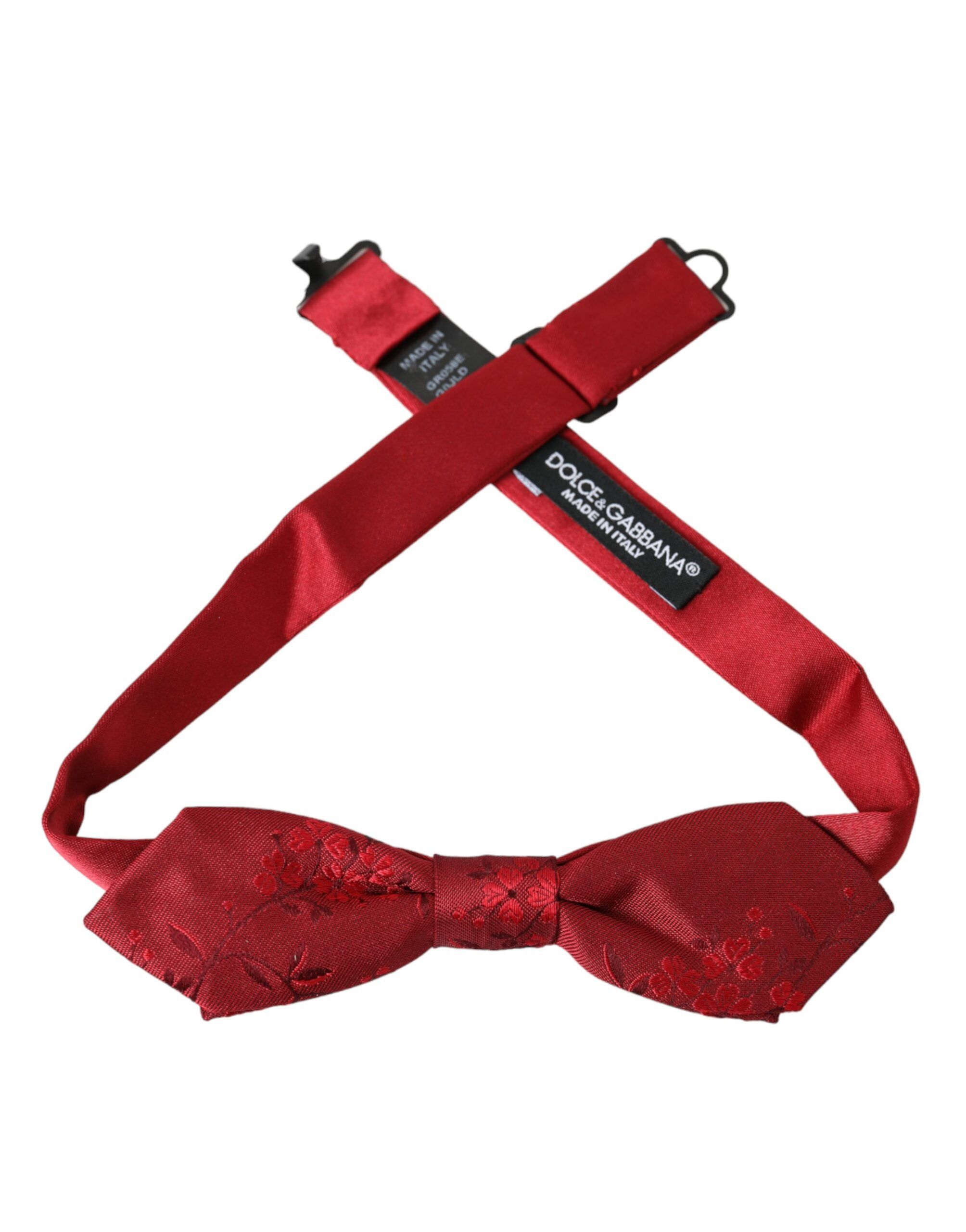 Dolce & Gabbana Red Brocade Silk Adjustable Neck Men Bow Men's Tie Size ONE SIZE - 1 Thumbnail