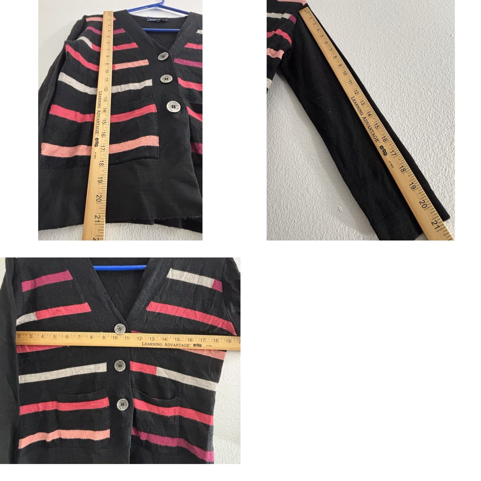 Vintage IODENA BARCELONA Cardigan Black Striped Knit Women Size XS Size XS / US 0-2 / IT 36-38 - 8 Thumbnail