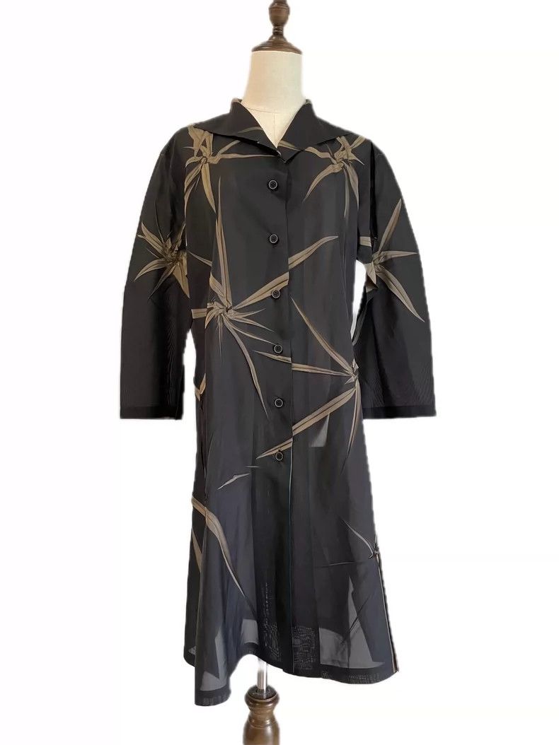 Issey Miyake Issey Miyake size:3 Black bamboo leaf pleated coat Size L / US 10 / IT 46 - 1 Thumbnail