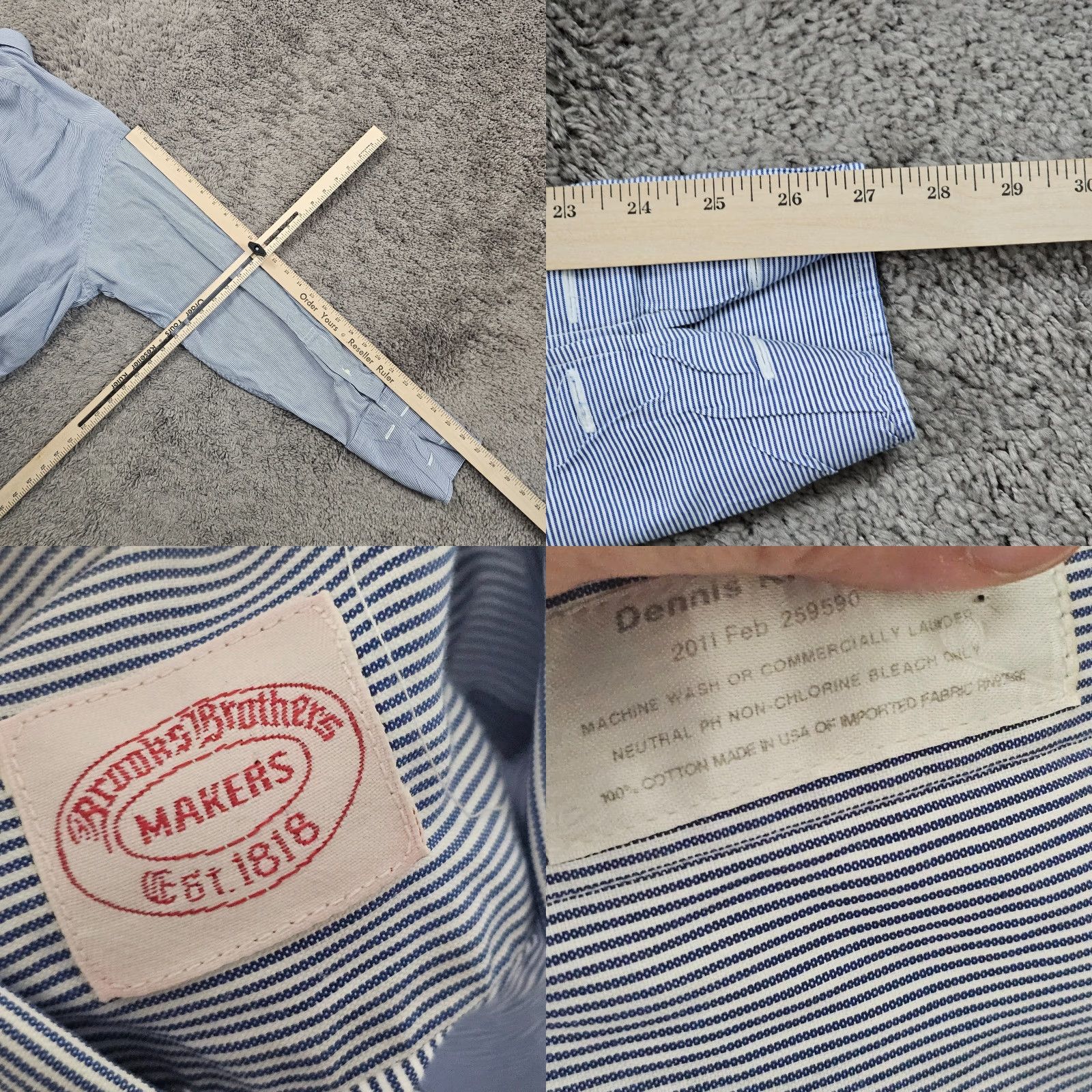 Brooks Brothers VINTAGE Brooks Brothers Shirt Men XL Cotton Blue Striped Dress Casual Formal Pockets USA Size US XL / EU 56 / 4 - 8 Thumbnail
