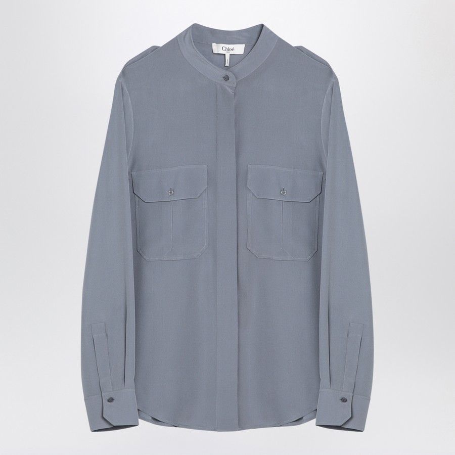 Chloe o1d2blof0824 Blouse in Blue Ash Size S / US 4 / IT 40 - 1 Thumbnail