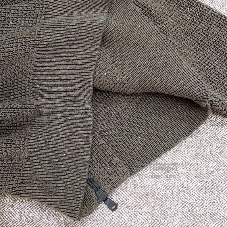 Brunello Cucinelli Brunello Cucinelli Fully Glitter Knitted Jacket, Khaki Gre Size XS / US 0-2 / IT 36-38 - 6 Thumbnail
