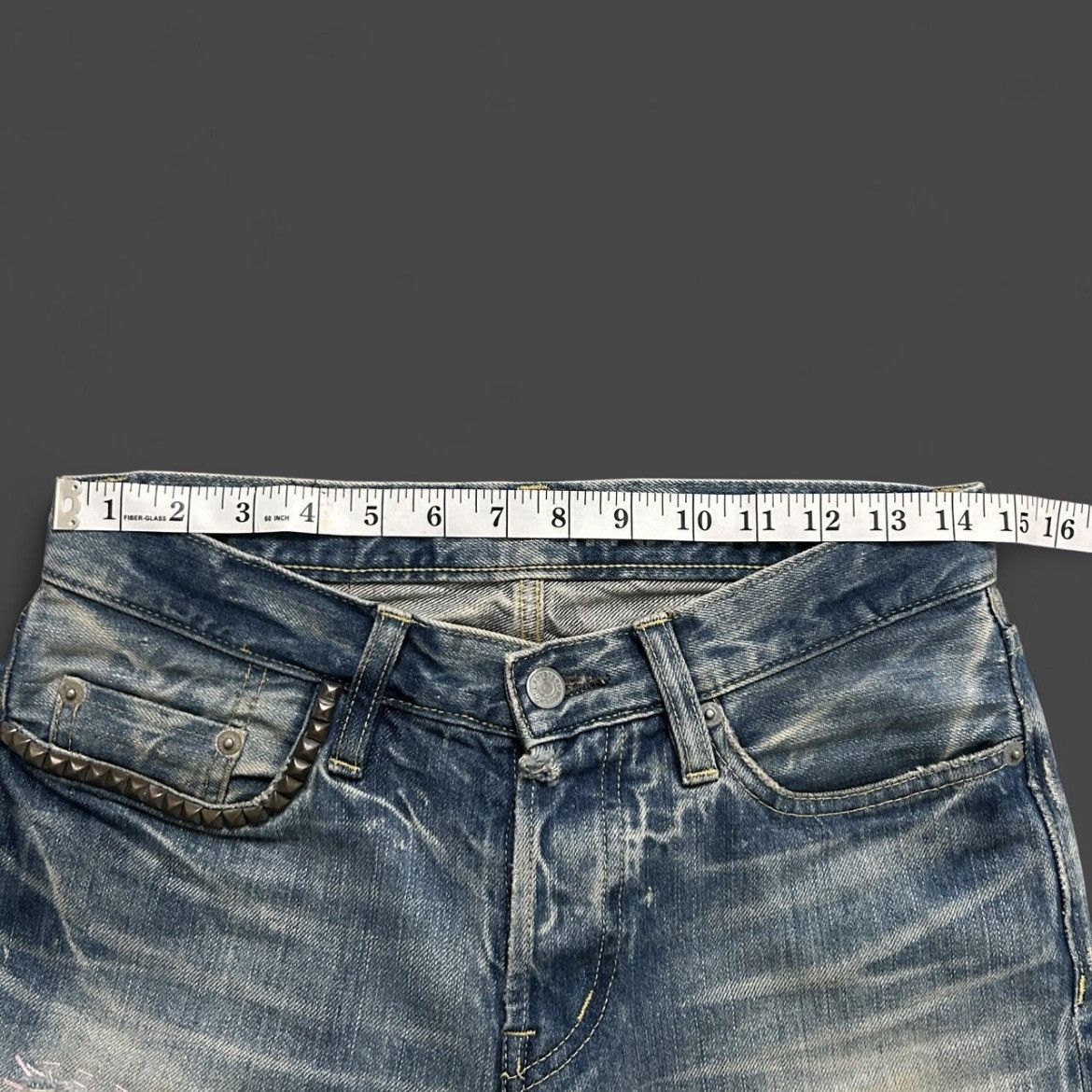 Hysteric Glamour Hysteric Glamour studded striped distressed selvedge jeans Size US 29 - 4 Thumbnail