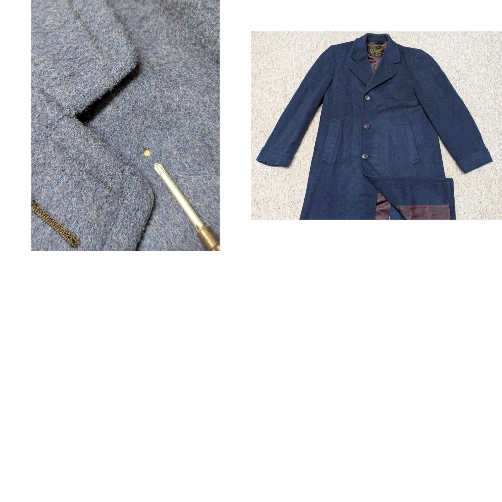 Vintage VINTAGE blue 1940s 1930s OVERCOAT Wool Men 42 Regular Long Coat - Donegal English USA Made Topcoat Jacket Size US M / EU 48-50 / 2 - 10 Thumbnail