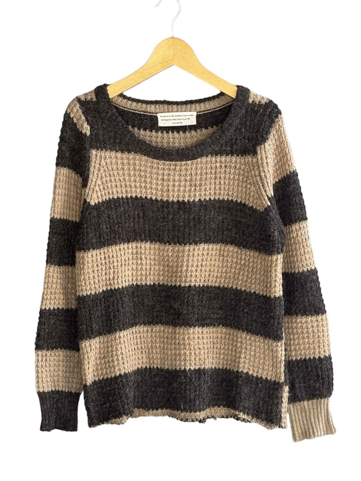 image of Beauty Beast x Hysteric Glamour Stripe Mohair Knit Sweater Kurt Cobain Style in Brown (Size Medium)