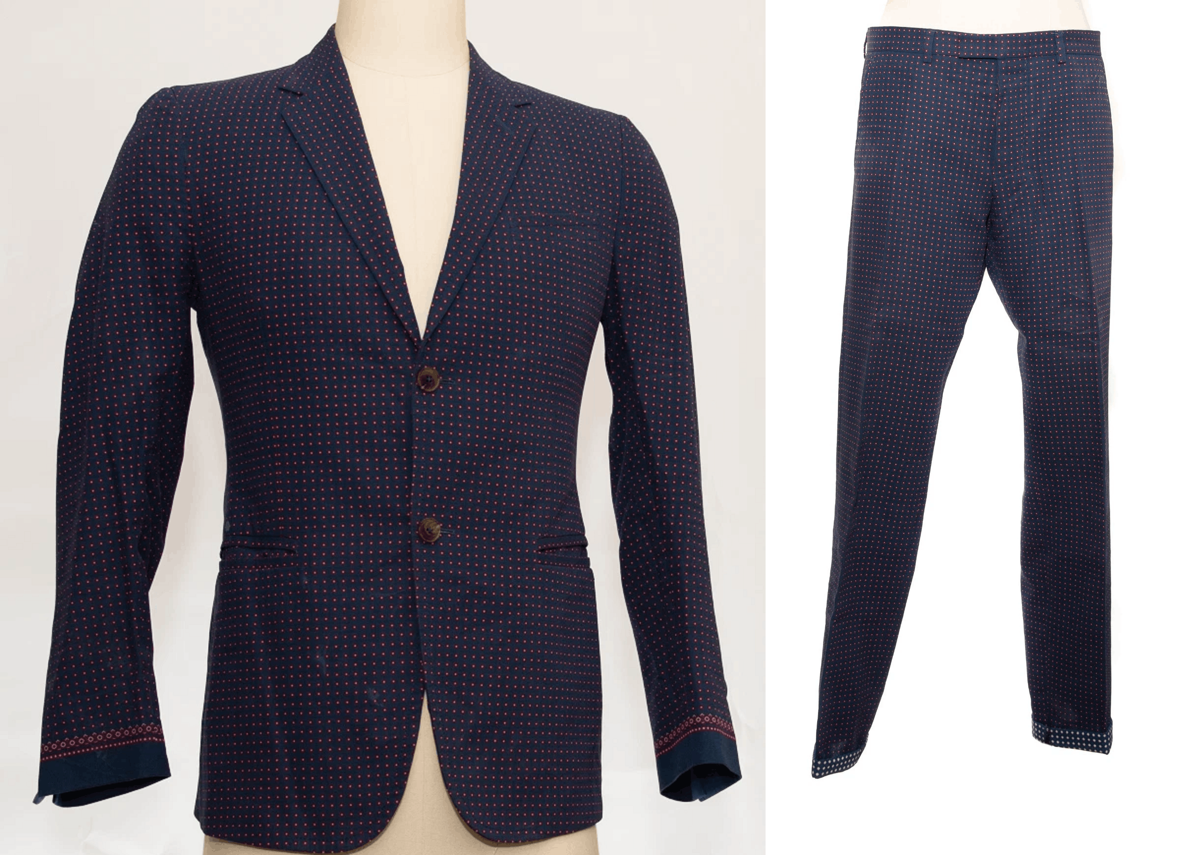 Gucci Gucci Men's Flower Print Jacket Suit Blue Size 46R - 2 Thumbnail