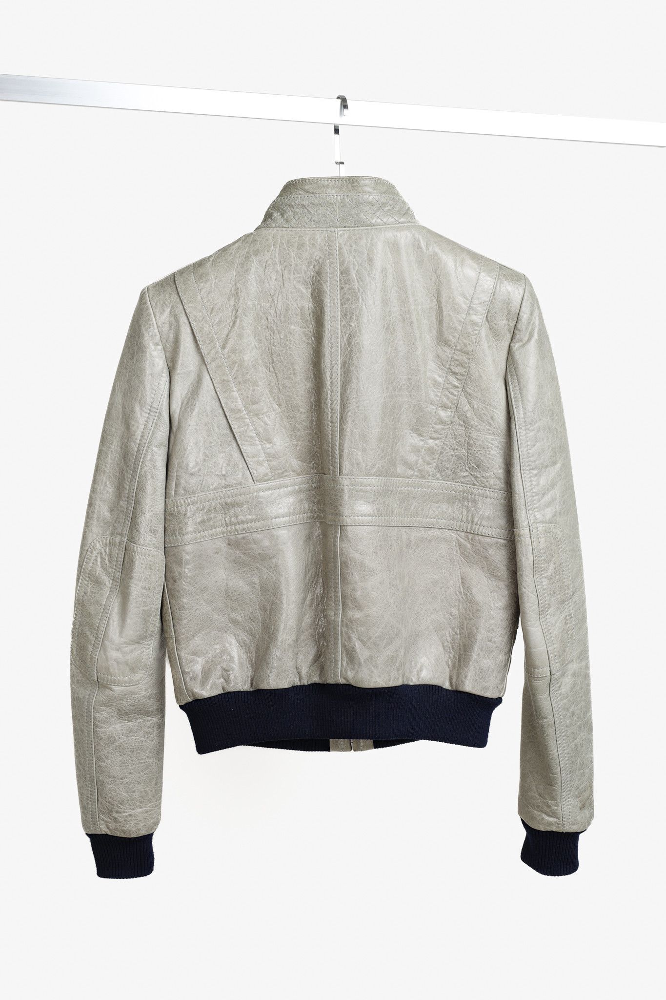 Balenciaga Balenciaga 2008 Arena Goat Leather Grey Navy Zip Bomber Size M / US 6-8 / IT 42-44 - 2 Thumbnail