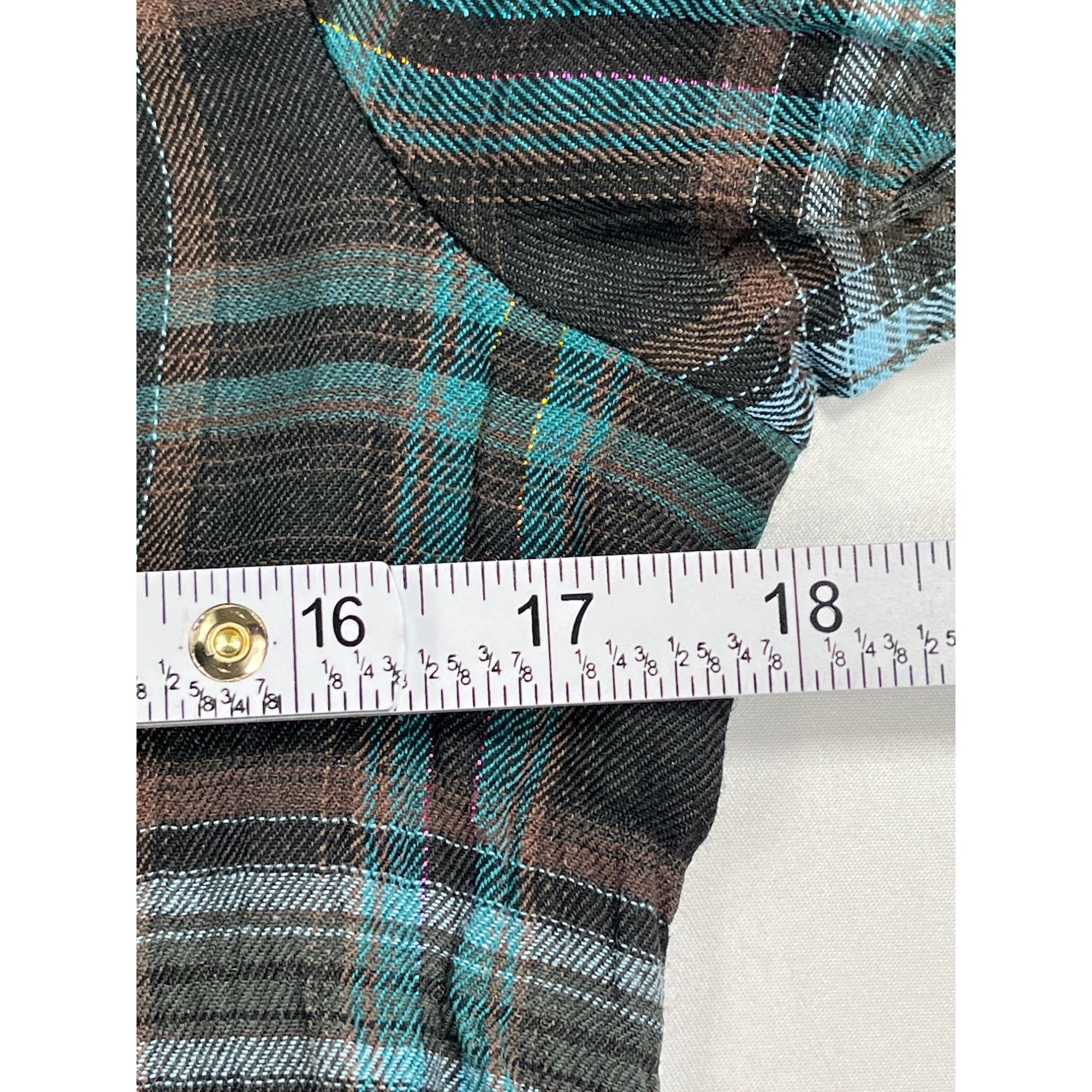 Designer Romeo And Juliet Couture SKU 7585 Plaid Button Up Shirt Dres Size L / US 10 / IT 46 - 4 Thumbnail