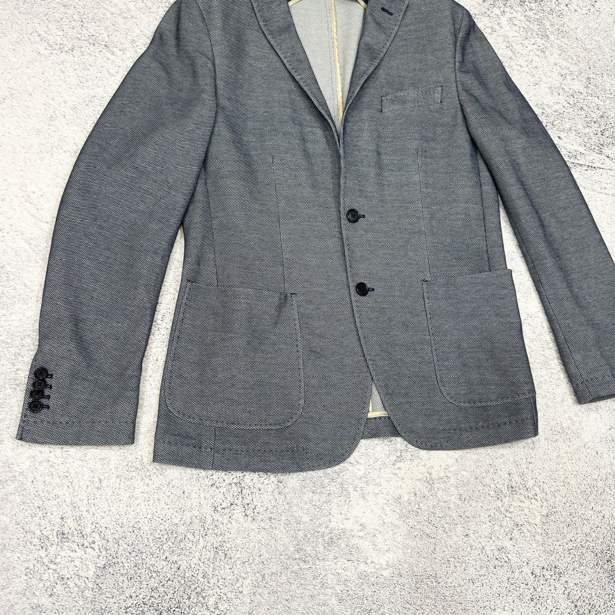 Designer × Paoloni Paoloni Mens Light Blue Jersey Jacket Blazer 52 size Size 52R - 2 Thumbnail