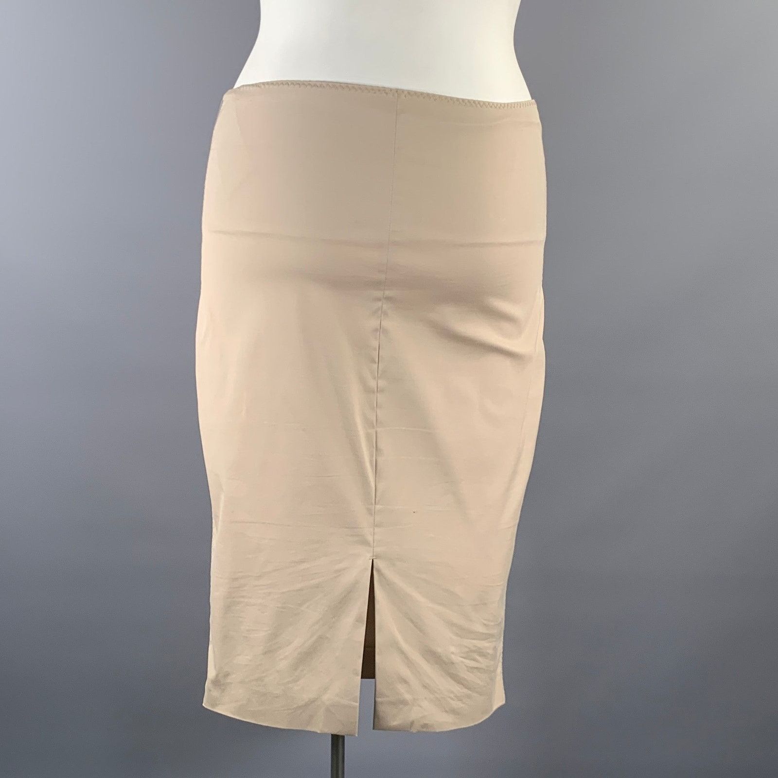 Gucci GUCCI Size L Khaki Cotton Blend Fitted Below Knee Skirt Size 32" / US 10 / IT 46 - 2 Thumbnail