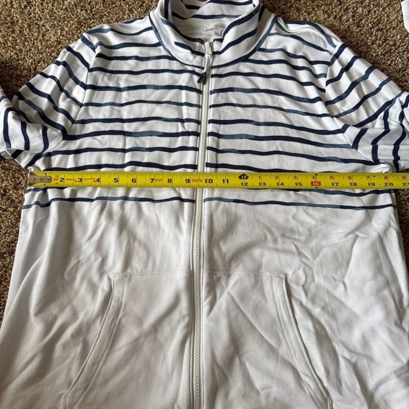 Talbots T by Talbots Sweatshirt Full Zip Long Sleeve White Blue XL Size XL / US 12-14 / IT 48-50 - 5 Thumbnail