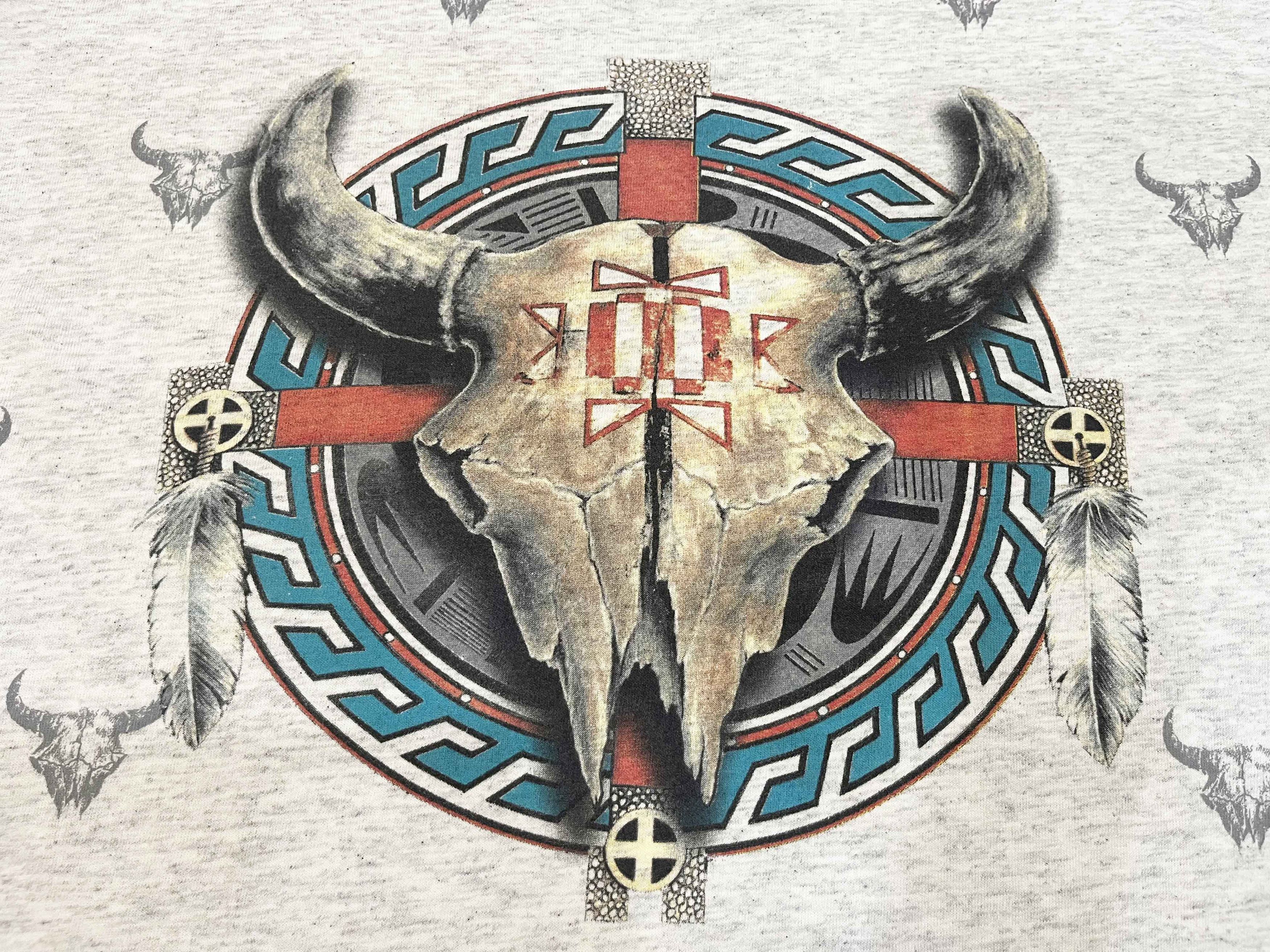Delta × Vintage Vintage Delta 1993 Buffalo Skull Cowboy AOP T-Shirt Size US L / EU 52-54 / 3 - 2 Thumbnail