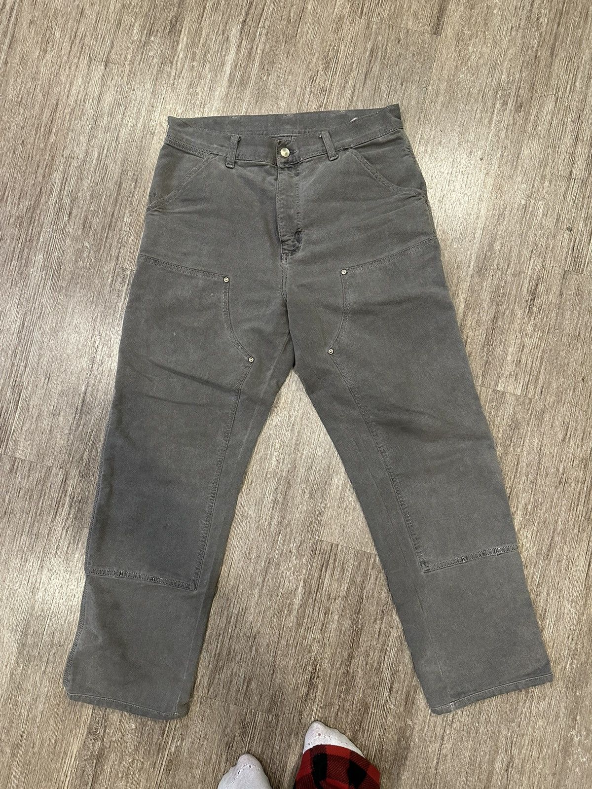 image of Carhartt Wip Carhartt Work In Progress Double Knee Gray Denim Pants in Grey, Men's (Size 31)