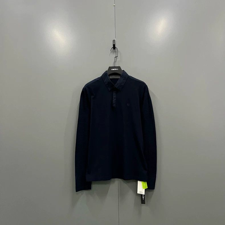 Givenchy Givenchy Navy Blue Patchwork Embroidered Polo Long Sleeve, Size US L / EU 52-54 / 3 - 1 Thumbnail
