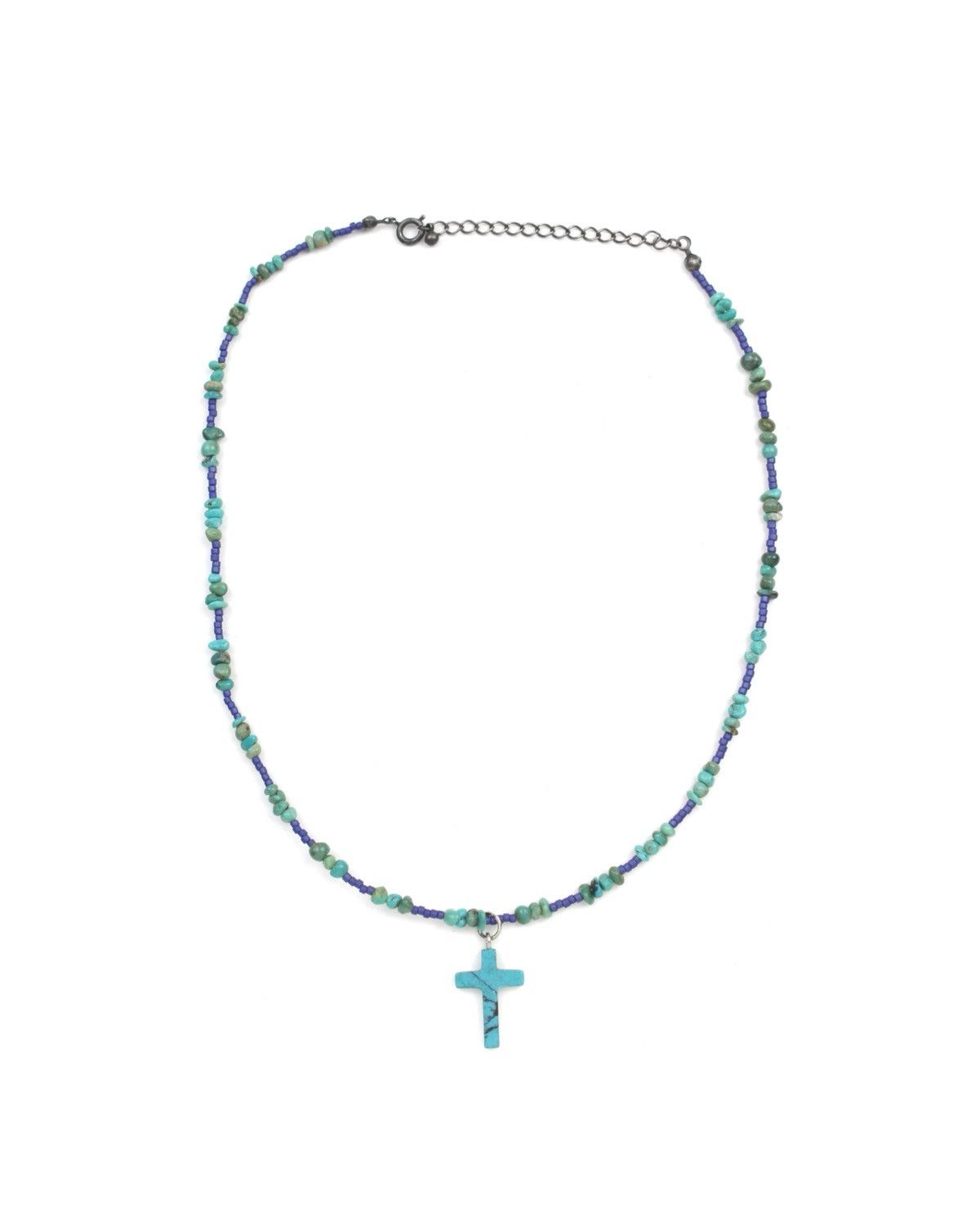 Vintage 2000S JAPANESE MADE TURQUOISE CROSS BEADED NECKLACE Size ONE SIZE - 1 Thumbnail