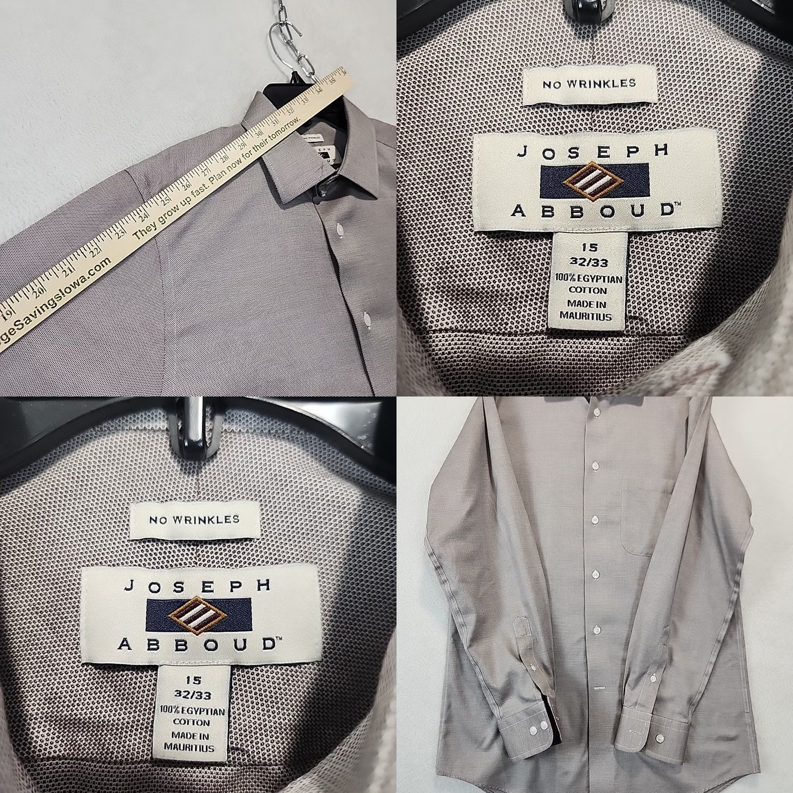 Joseph Abboud Joseph Abboud Brown Geometric Print Dress Shirt Mens 15 32/33 Long Sleeve Barrel Cuff Button Office Shirt Size 40R - 8 Thumbnail