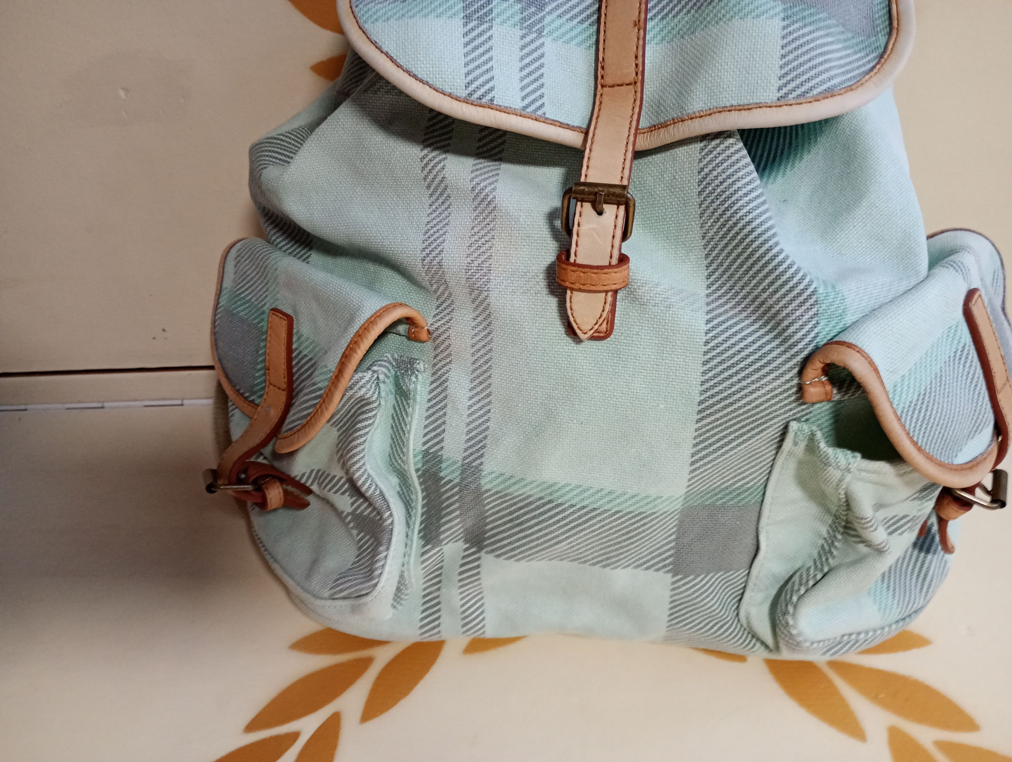 Barbour Barbour Rucksack Check Backpack Green Cotton Leather Size ONE SIZE - 4 Thumbnail