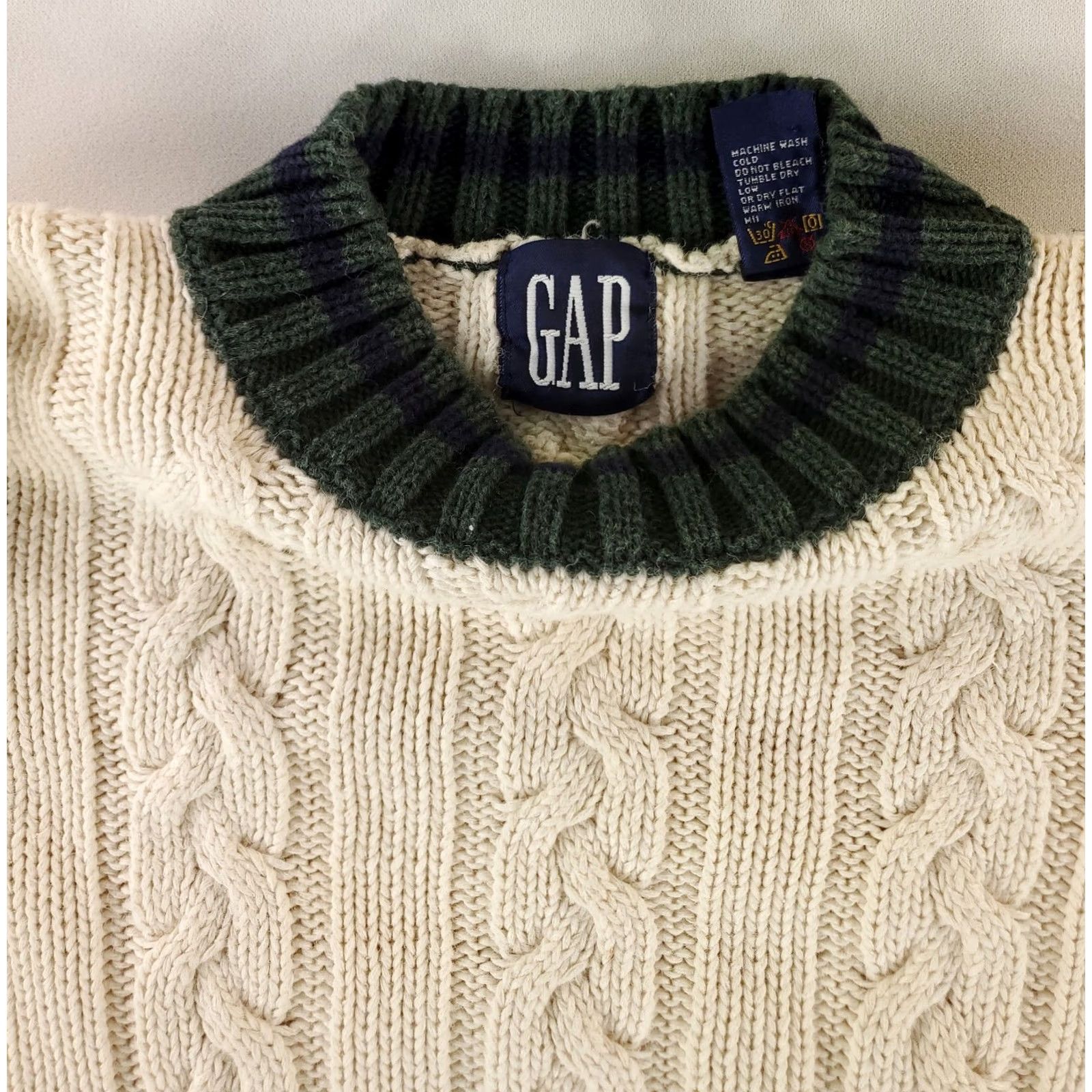 Gap VINTAGE Gap Sweater 90s Cable-Knit Crew Neck Ramie Cotton White Mens M Crew Neck Pullover Knit Size US M / EU 48-50 / 2 - 3 Thumbnail