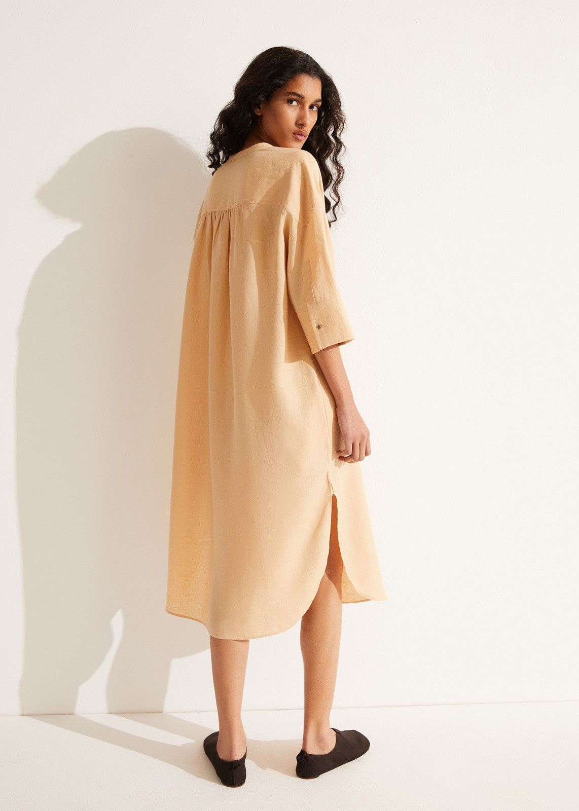 Loro Piana o1srvl11e0824 Lindsie Solaire Midi Dress in Peach Size XL / US 12-14 / IT 48-50 - 3 Thumbnail