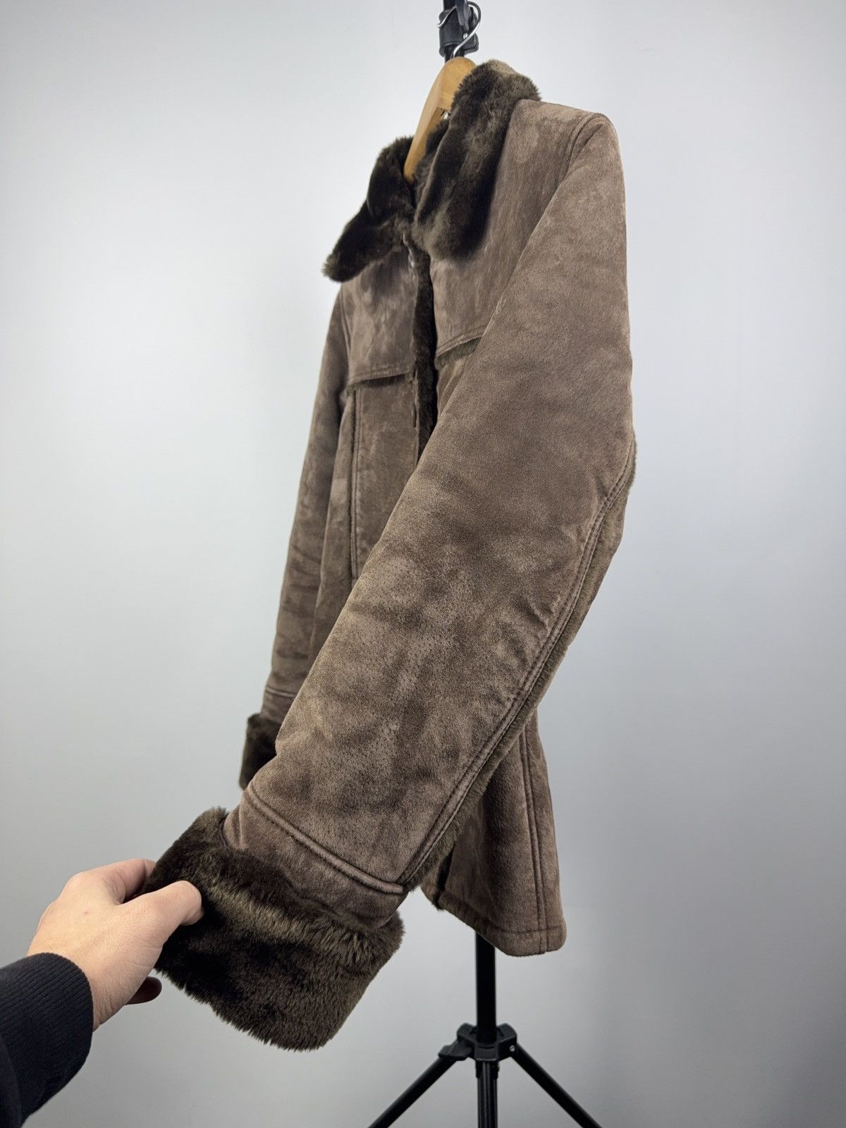 Gypsy Retro 00s Gipsy Brown Shearling Suede Leather Jacket Women S Size S / US 4 / IT 40 - 4 Thumbnail