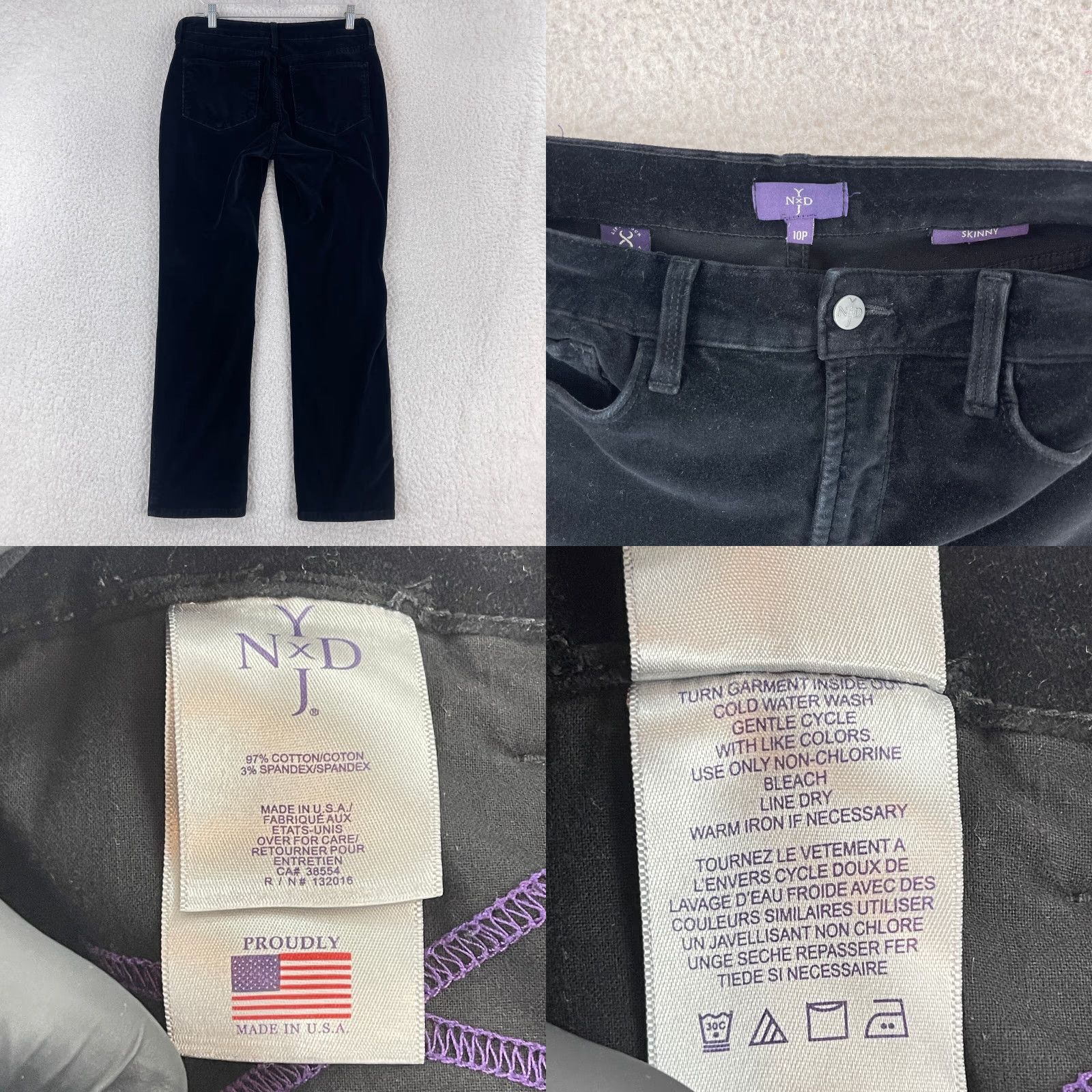 NYDJ NYDJ Black Soft Velour Skinny Leg Pants Womens Mid-Rise Petite 10 Size 32" / US 10 / IT 46 - 9 Thumbnail