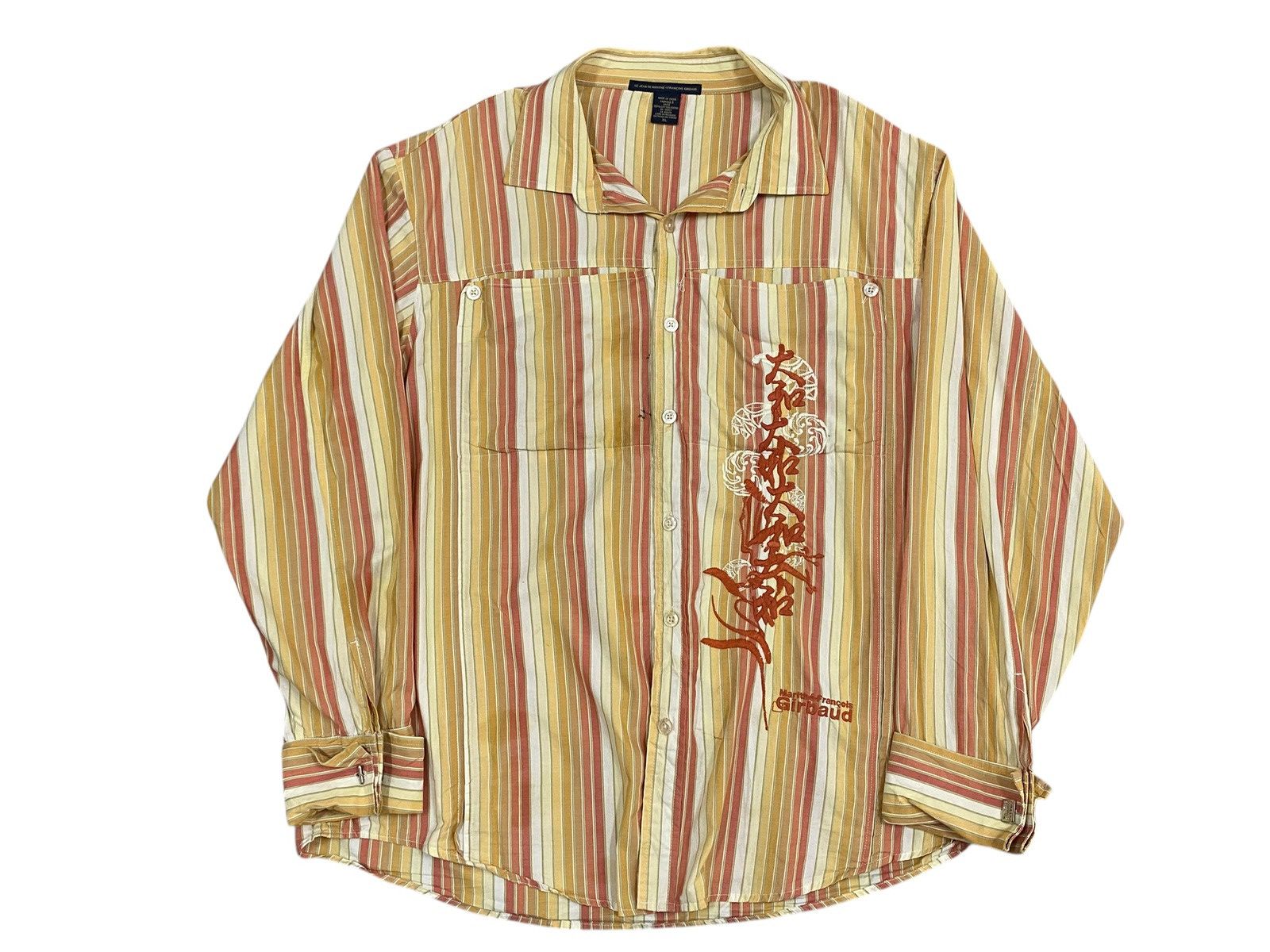 Marithe + Francois Girbaud Vintage Marithé François Girbaud Striped Shirt- Embroidered Size US XL / EU 56 / 4 - 1 Thumbnail