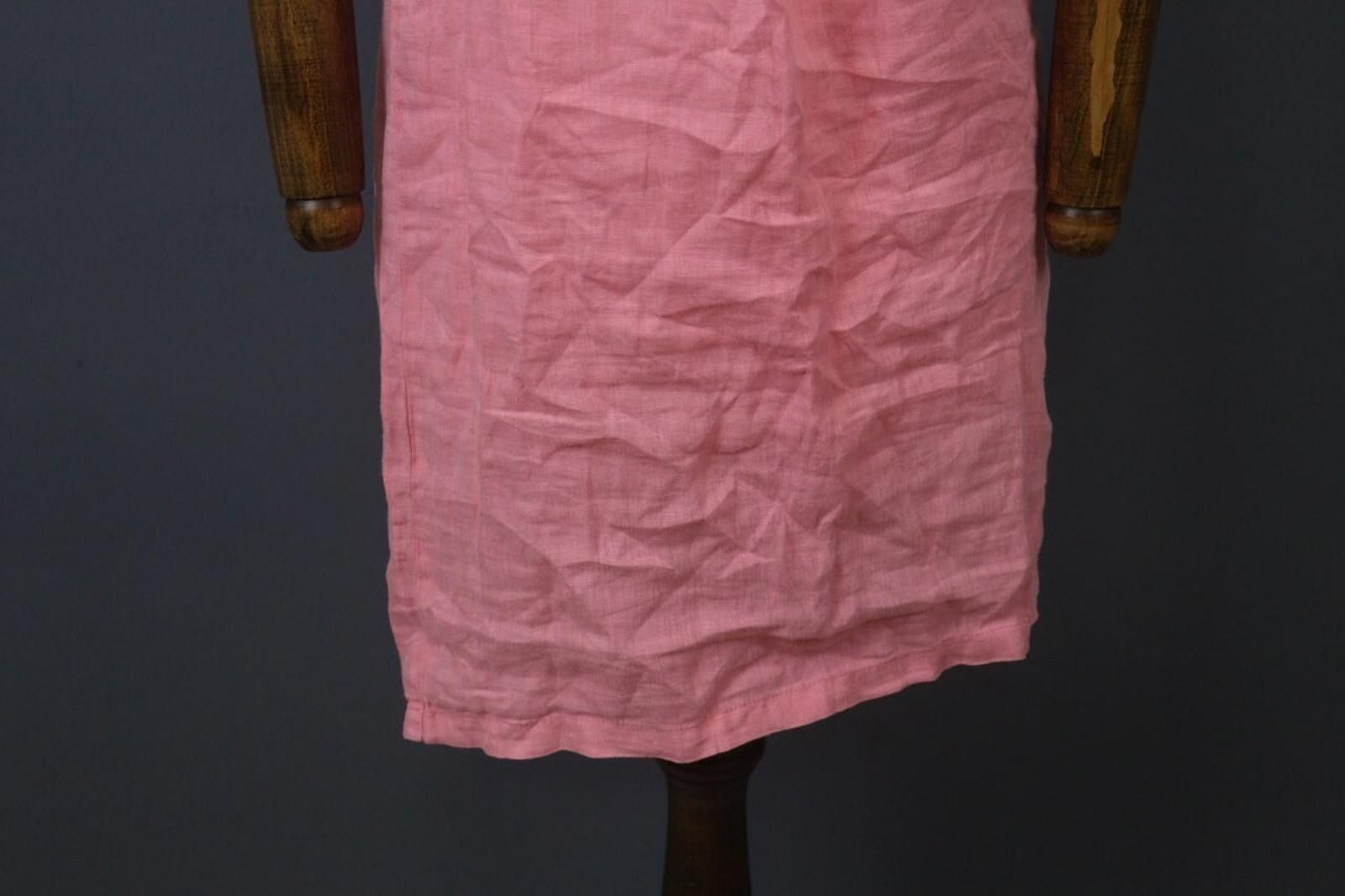 120% Lino 120% Lino Pink Ruffled Trim V-Neck Sheath Dress Size 40 Size M / US 6-8 / IT 42-44 - 3 Thumbnail