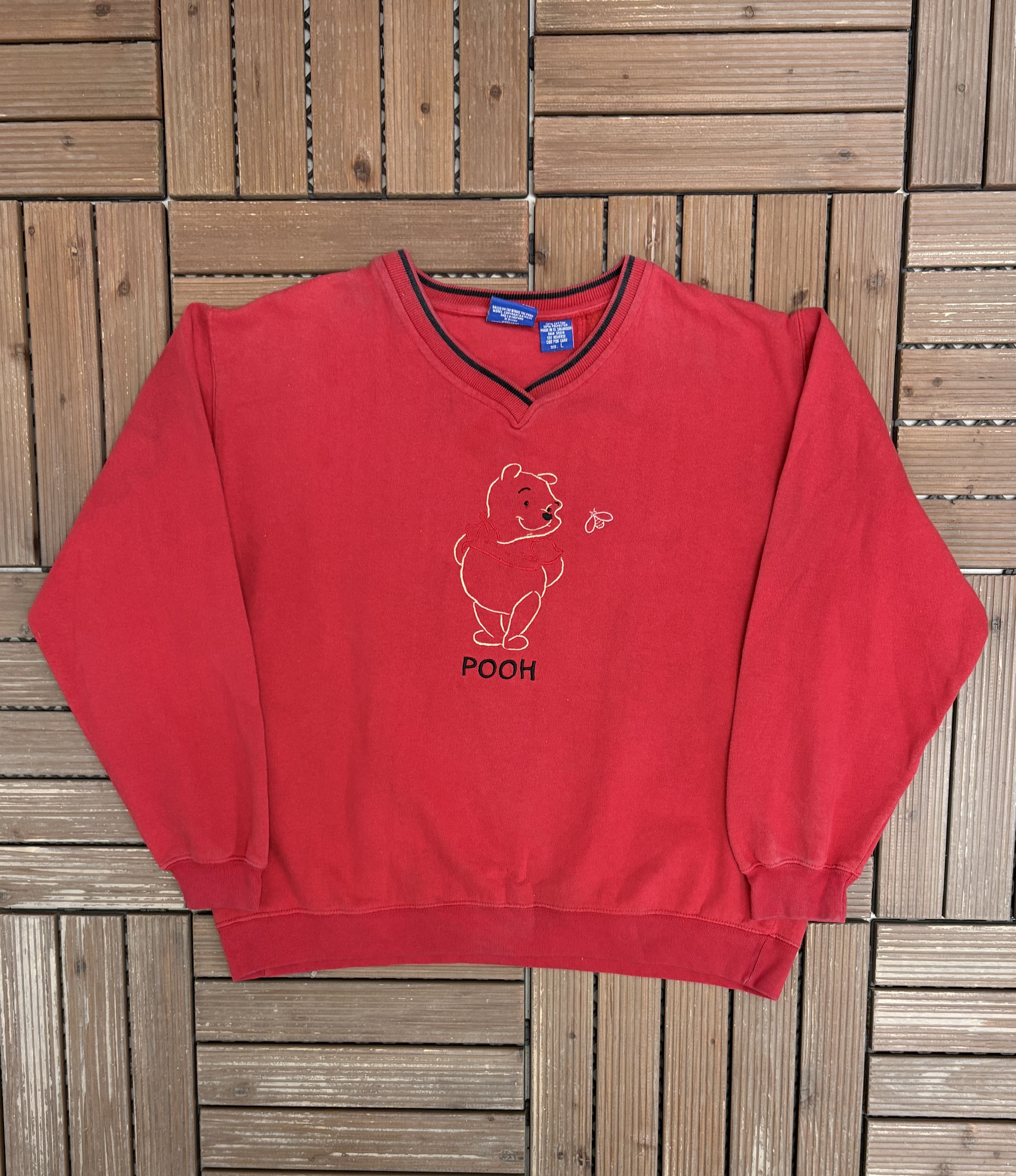 Vintage Winnie The Pooh Embroidered Vintage Red Sweater Size US L / EU 52-54 / 3 - 1 Thumbnail
