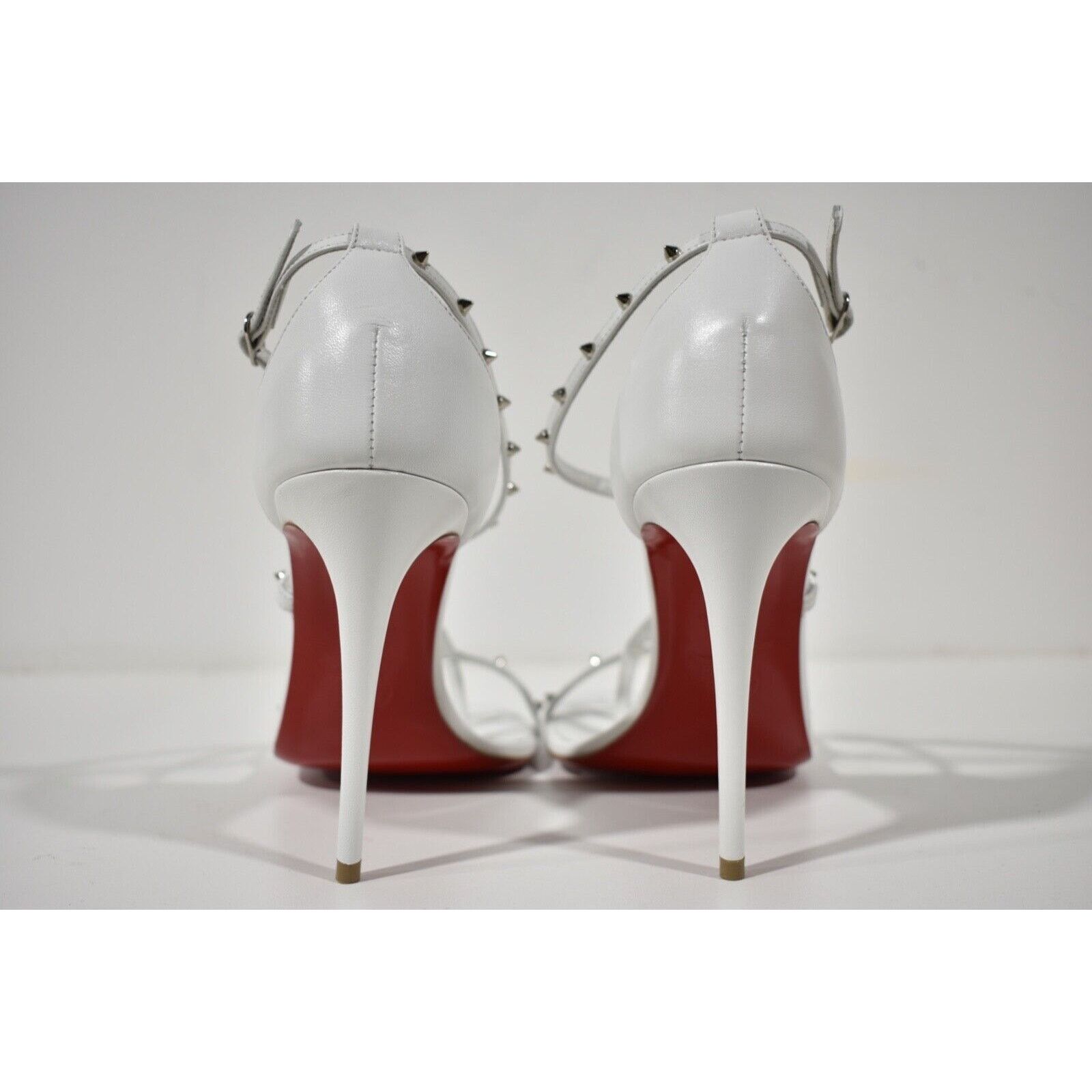 Christian Louboutin Riojana Spikes 100 White Ankle Strappy Sandal Heel Pump 39.5 Size US 9.5 / IT 39.5 - 11 Thumbnail