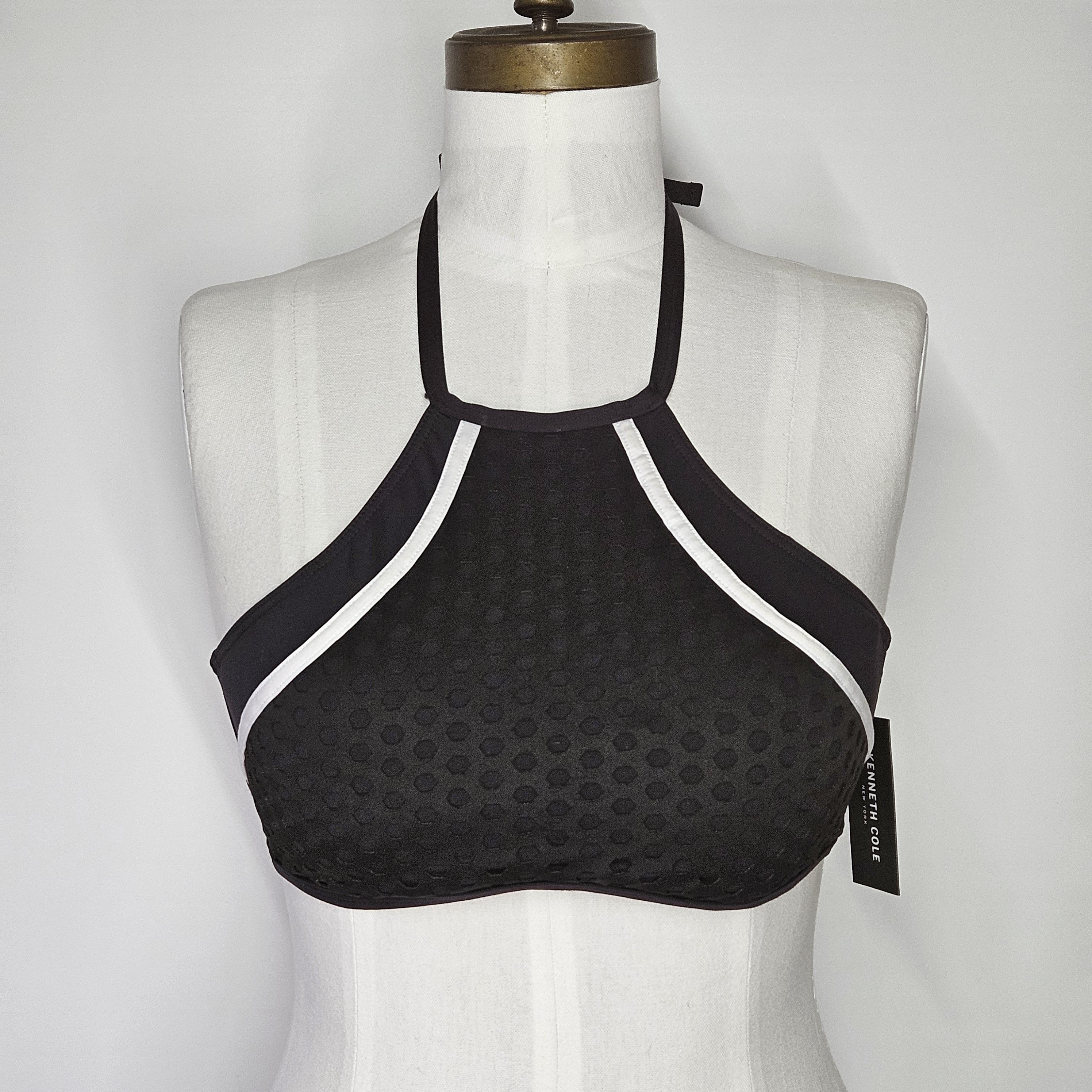 Kenneth Cole Kenneth Cole Size L Bikini Halter Top Black Laser Cut Perfor Size L / US 10 / IT 46 - 1 Thumbnail