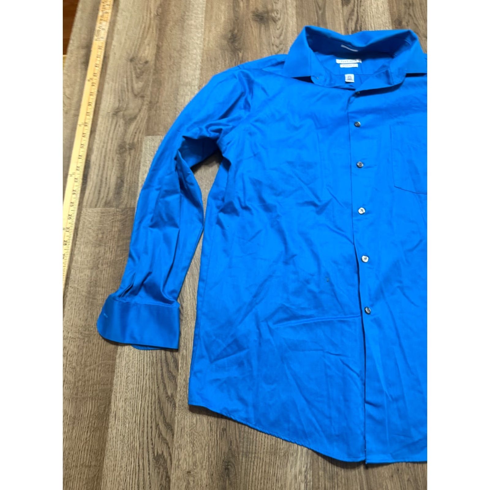 Van Heusen Van Heusen Shirt Men's 15.5 32/33 Blue Long Sleeve Button Up Regular Lux Sateen Size US L / EU 52-54 / 3 - 3 Thumbnail