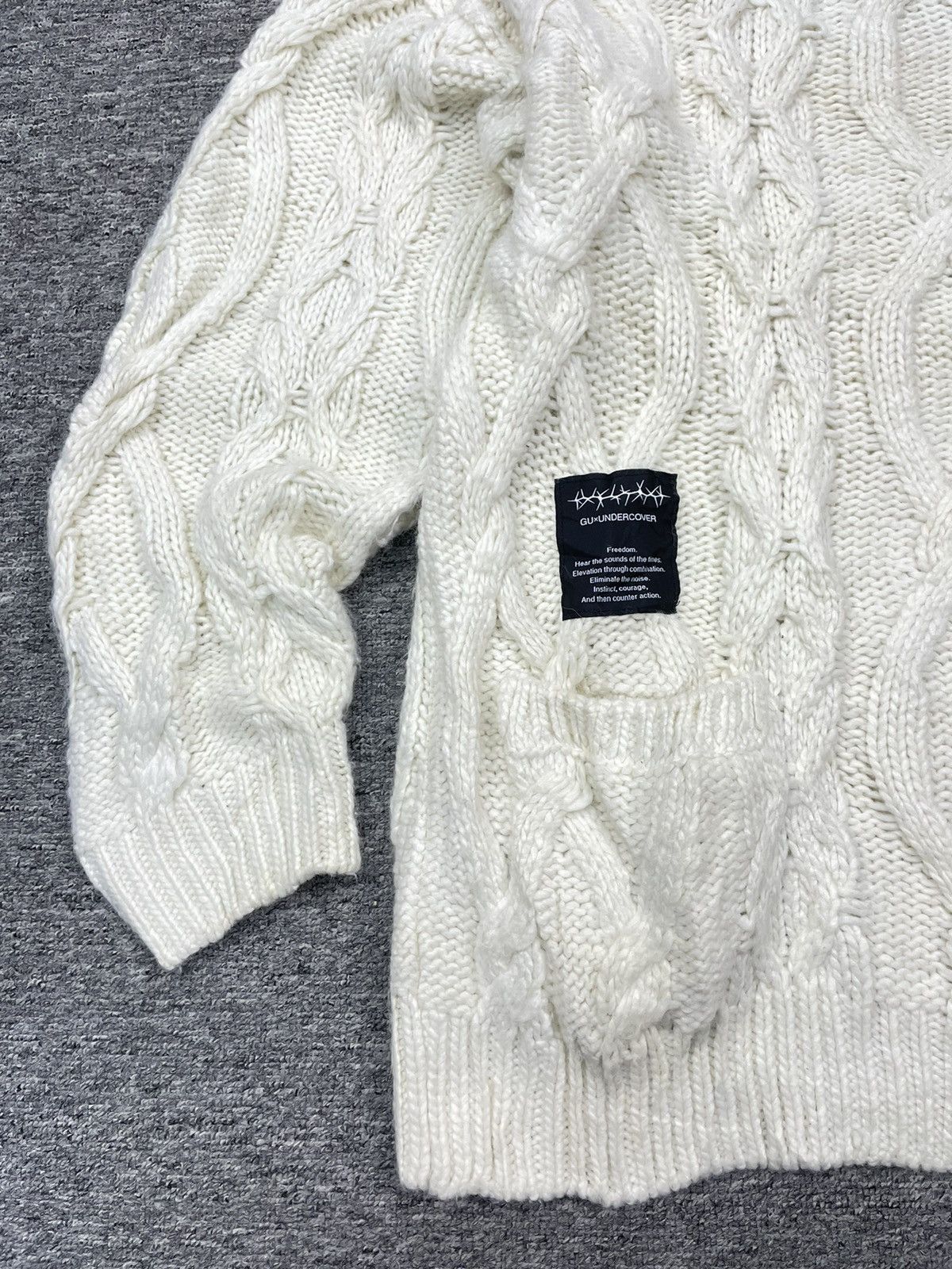 Undercover 🇯🇵 Undercover Sweater Cable Knit Oversized Baggy White Size US L / EU 52-54 / 3 - 9 Thumbnail