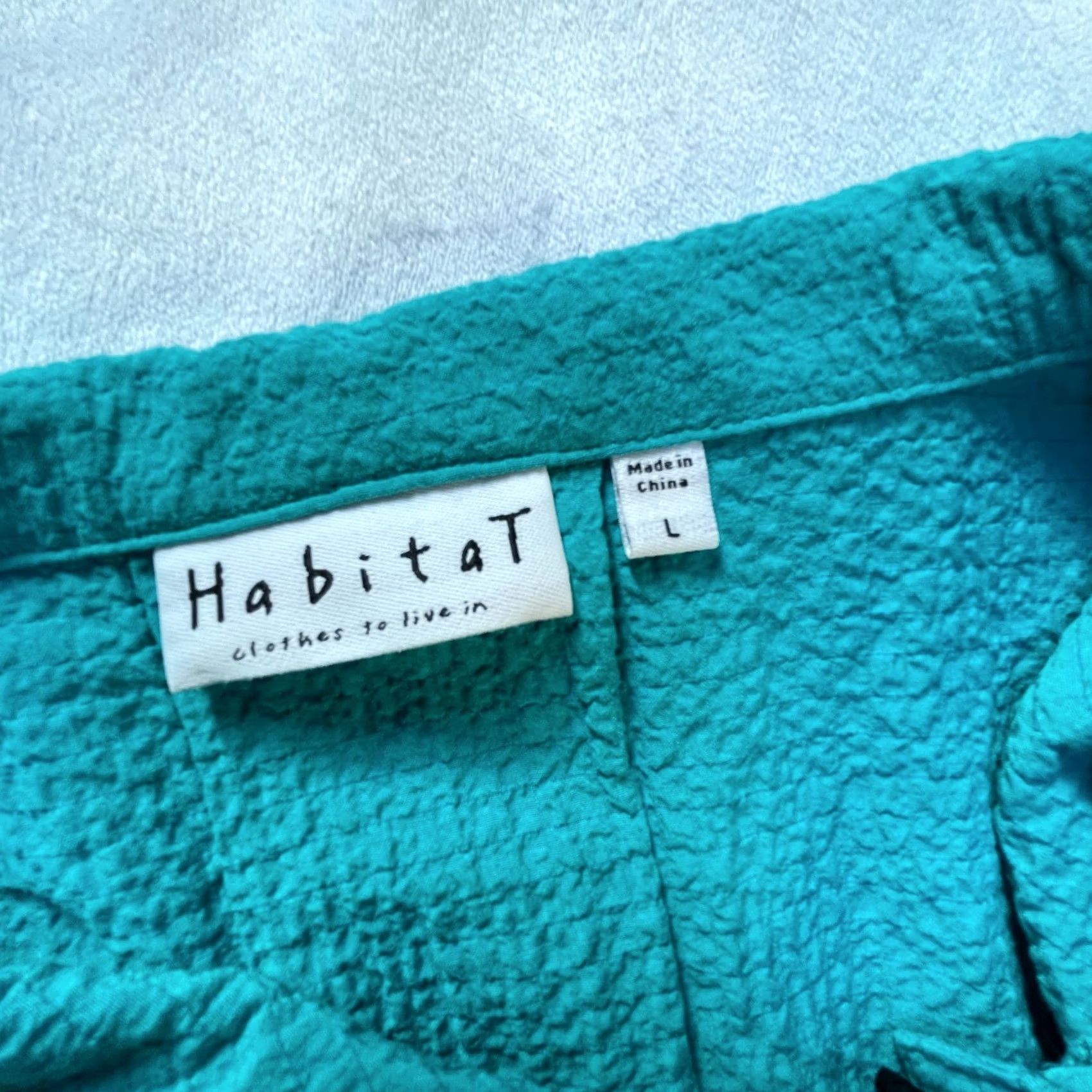 Habitat Habitat Womens Long Sleeve Button-Down Blouse Top Large Turquoise Lightweight Size L / US 10 / IT 46 - 3 Thumbnail