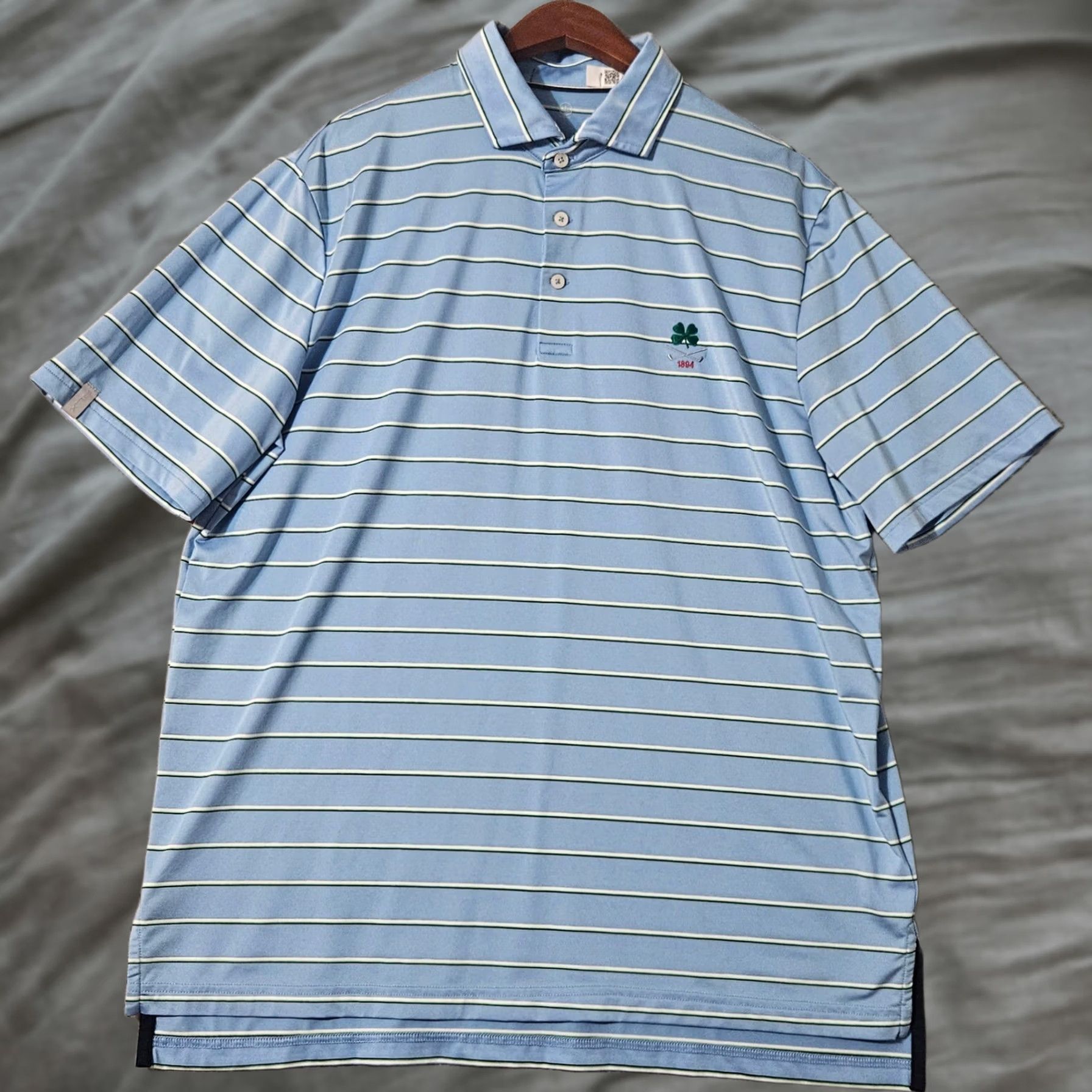 Vintage RLX Polo Shirt Mens Size Large Blue Striped Embroidered Clover 1894 Golf Size US L / EU 52-54 / 3 - 1 Thumbnail
